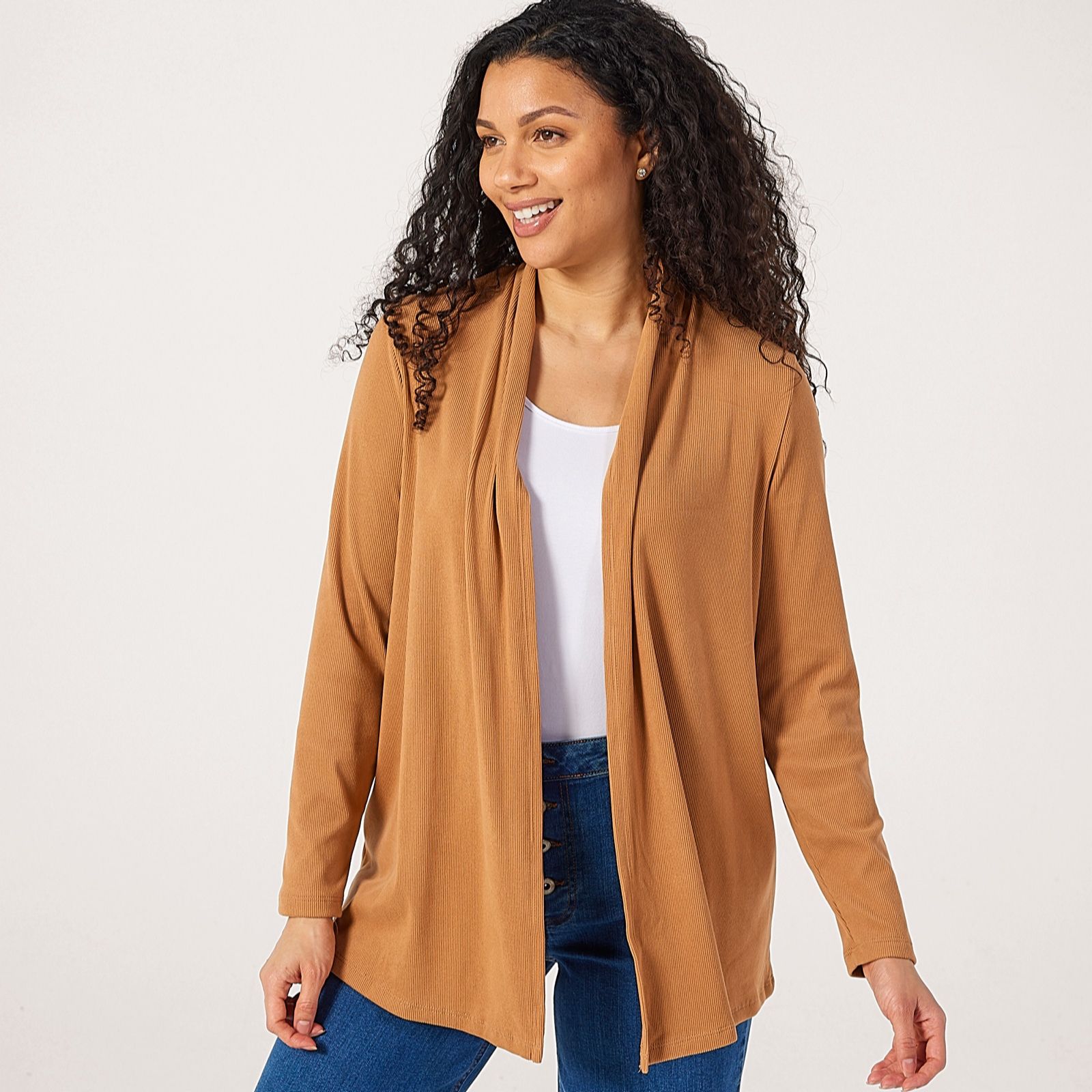 Kim & Co Soft Rib Knit Edge to Edge Long Sleeve Cardigan
