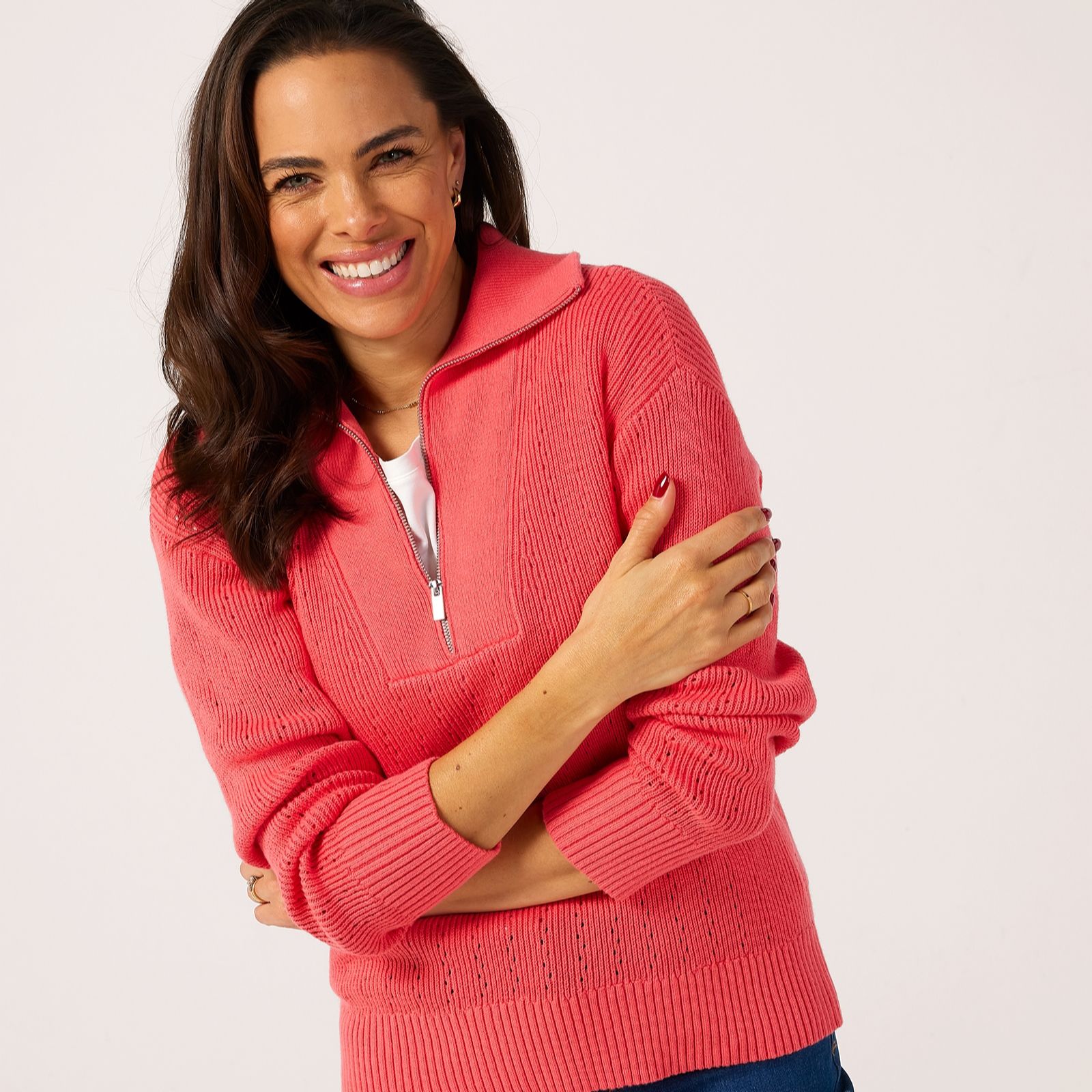 Ruth Langsford Half Zip Pointelle Jumper