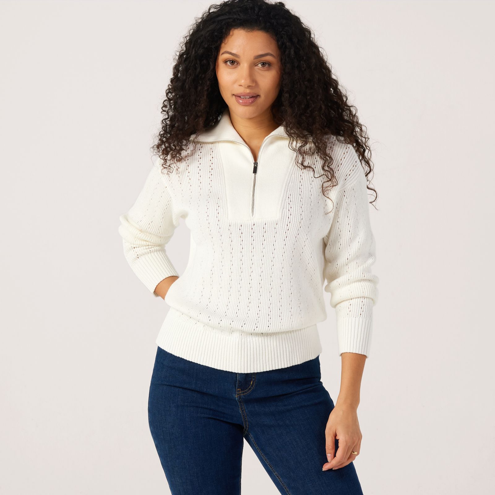 Ruth Langsford Half Zip Pointelle Jumper