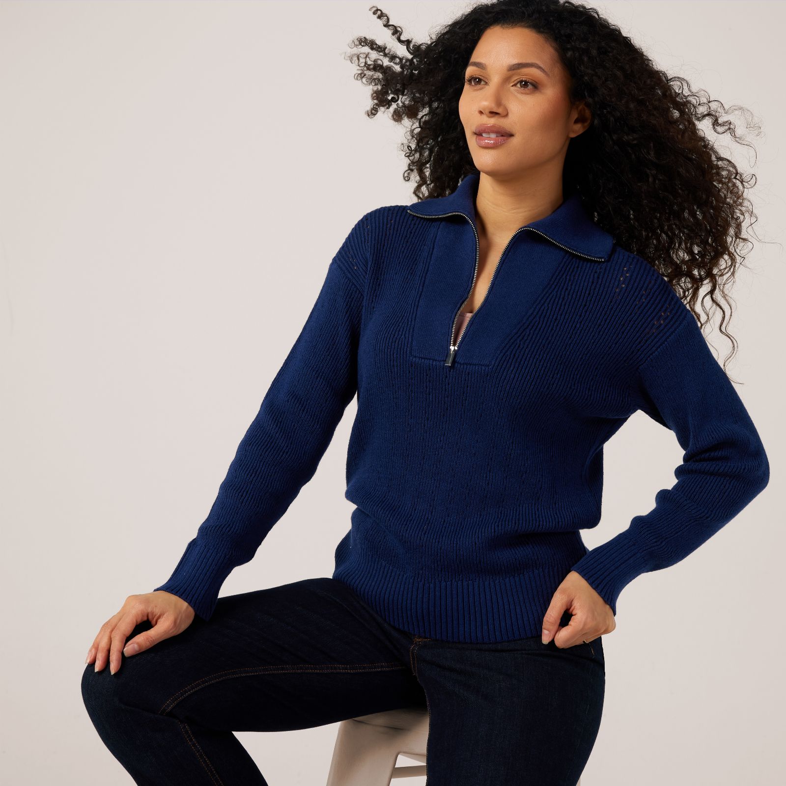 Ruth Langsford Half Zip Pointelle Jumper