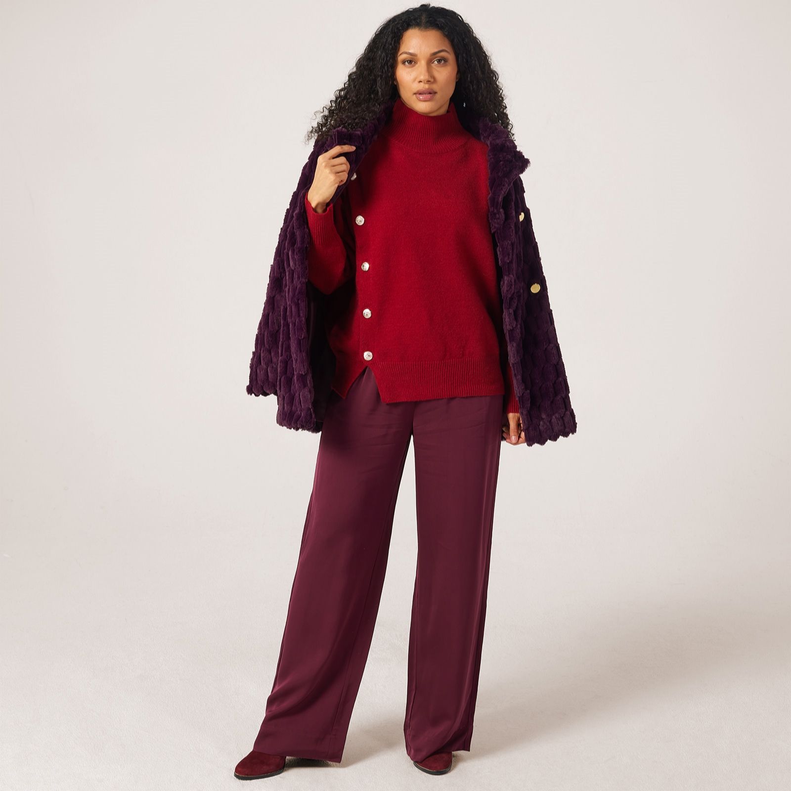 Izabel London Funnel Neck Button Detail Jumper