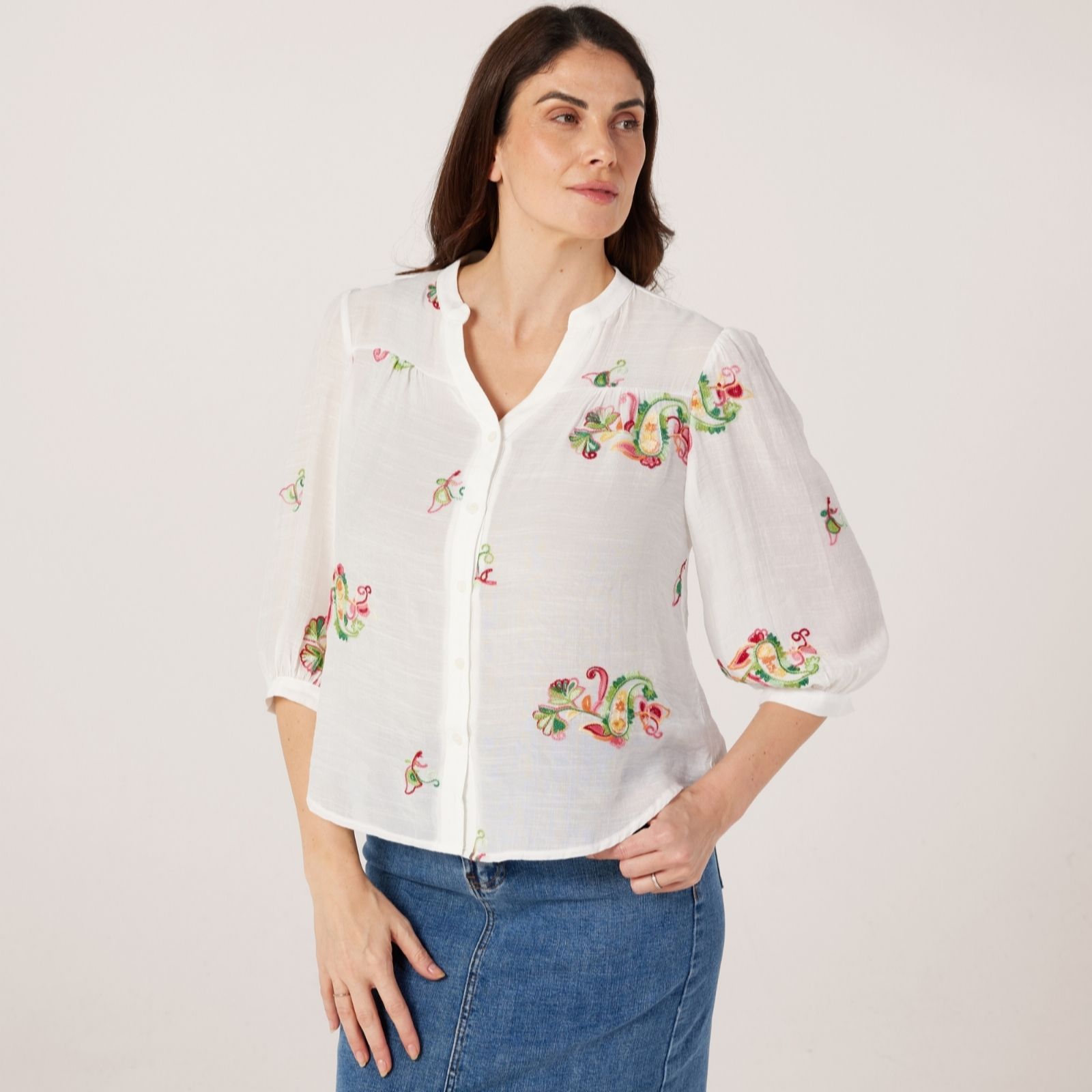 Apricot Paisley Embroidered Blouse