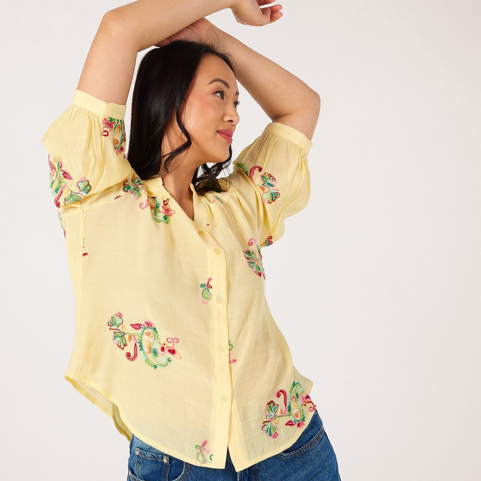 Apricot Paisley Embroidered Blouse