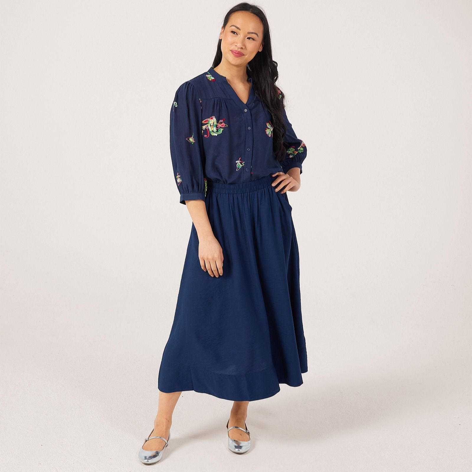 Apricot Paisley Embroidered Blouse