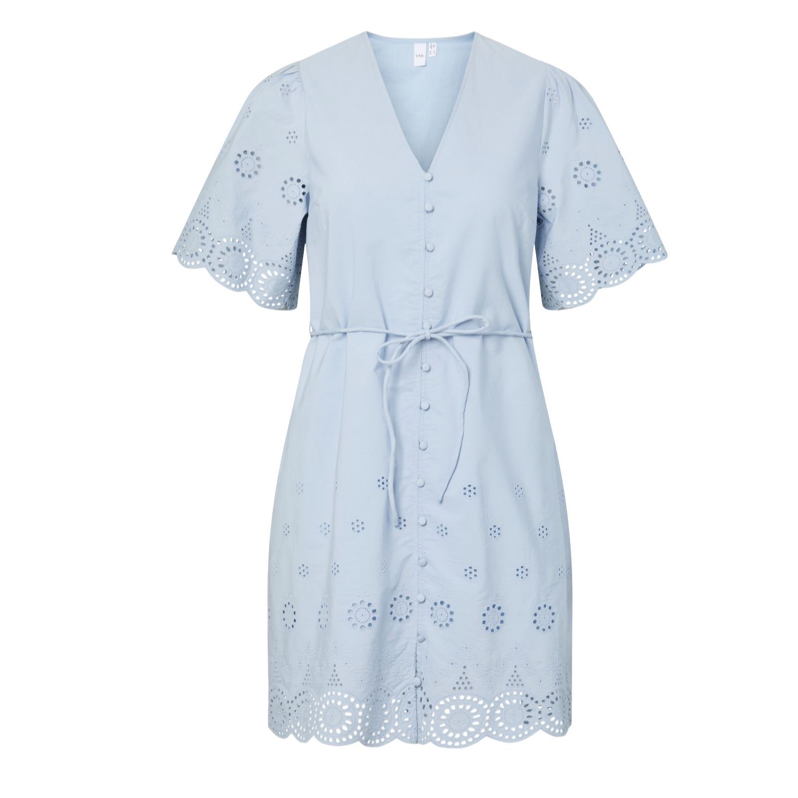 YAS Cornelia Tie Waist Broderie Detail Dress