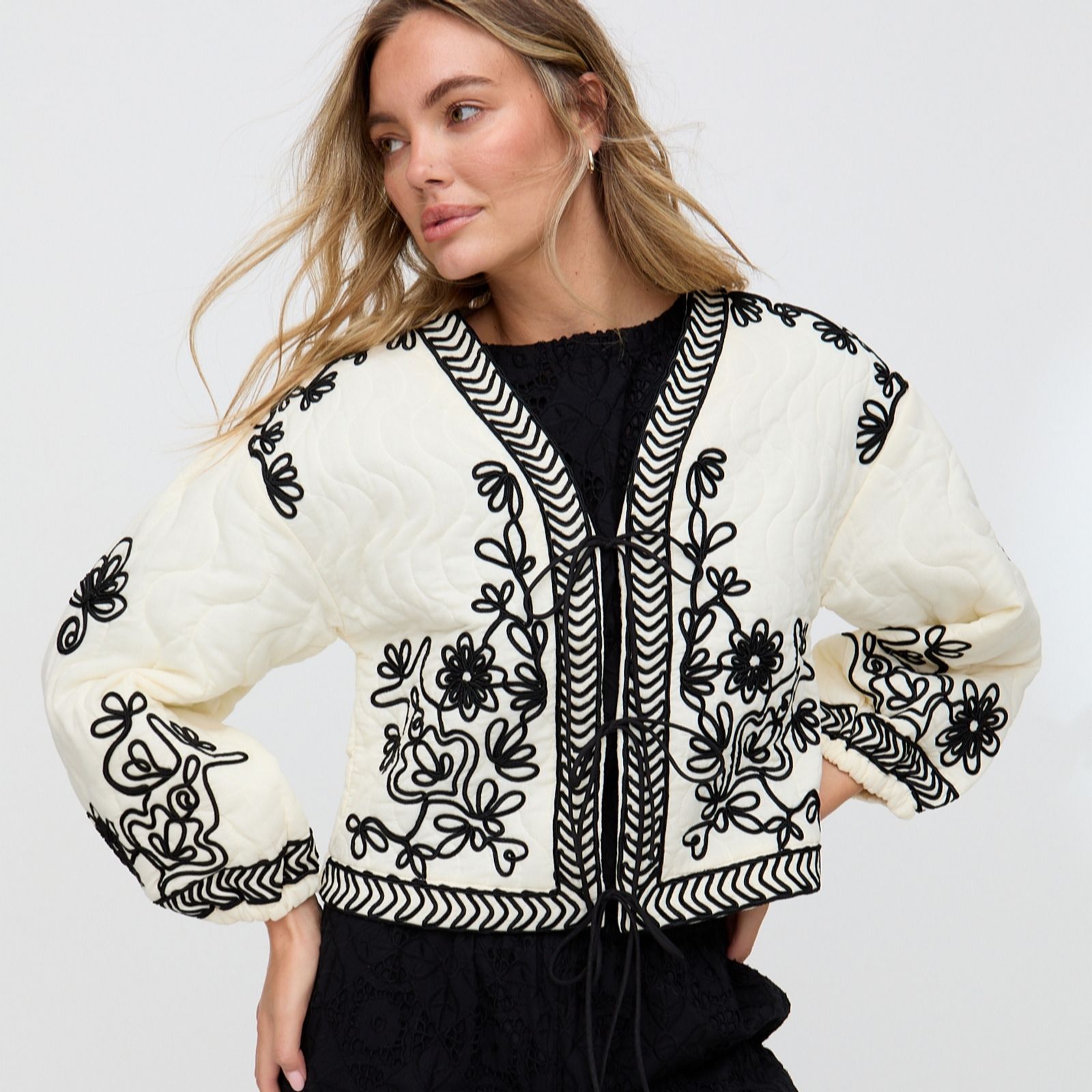  Raffya Fran Quilted Embroidered Jacket