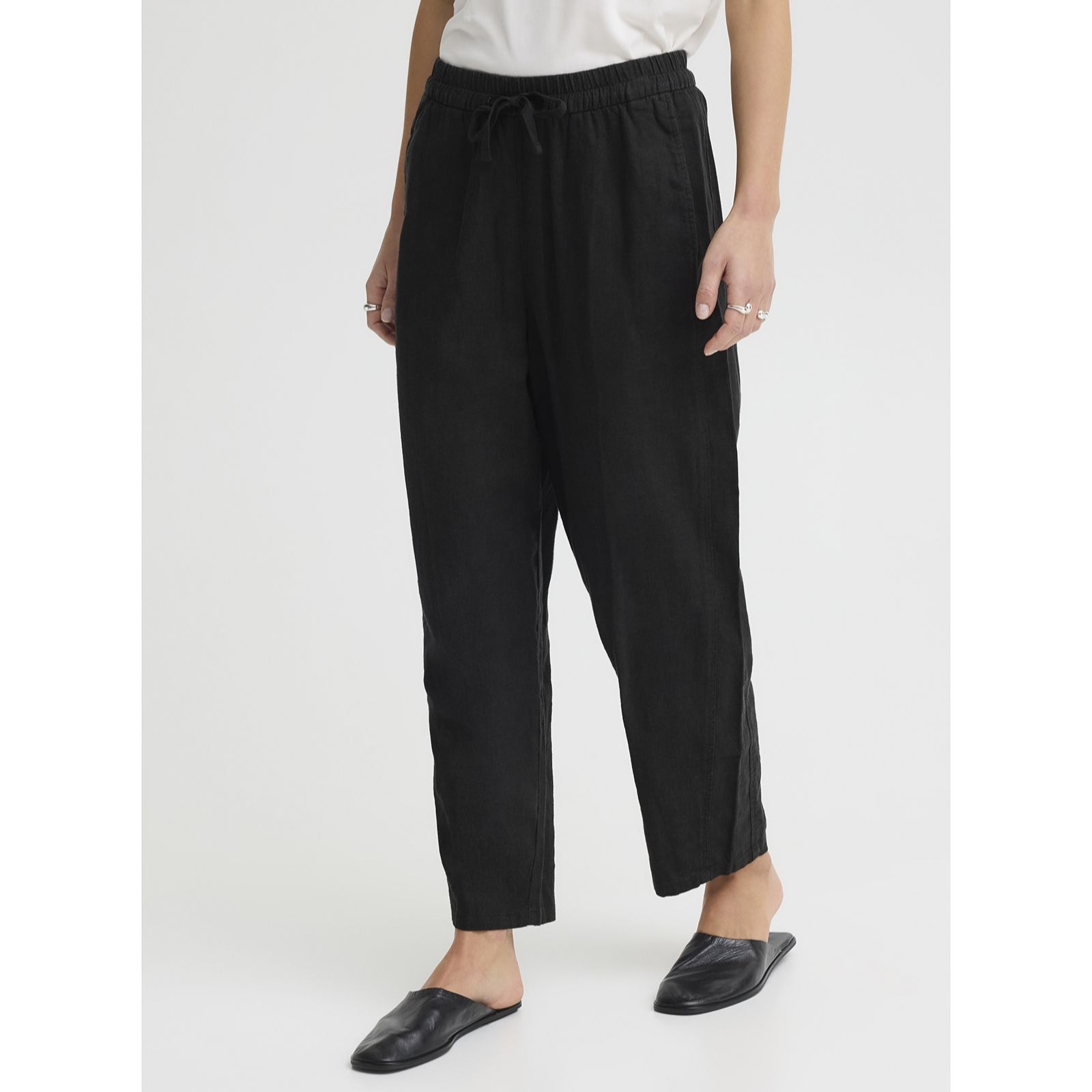 ICHI Linno Linen Blend Barrel Leg Trouser