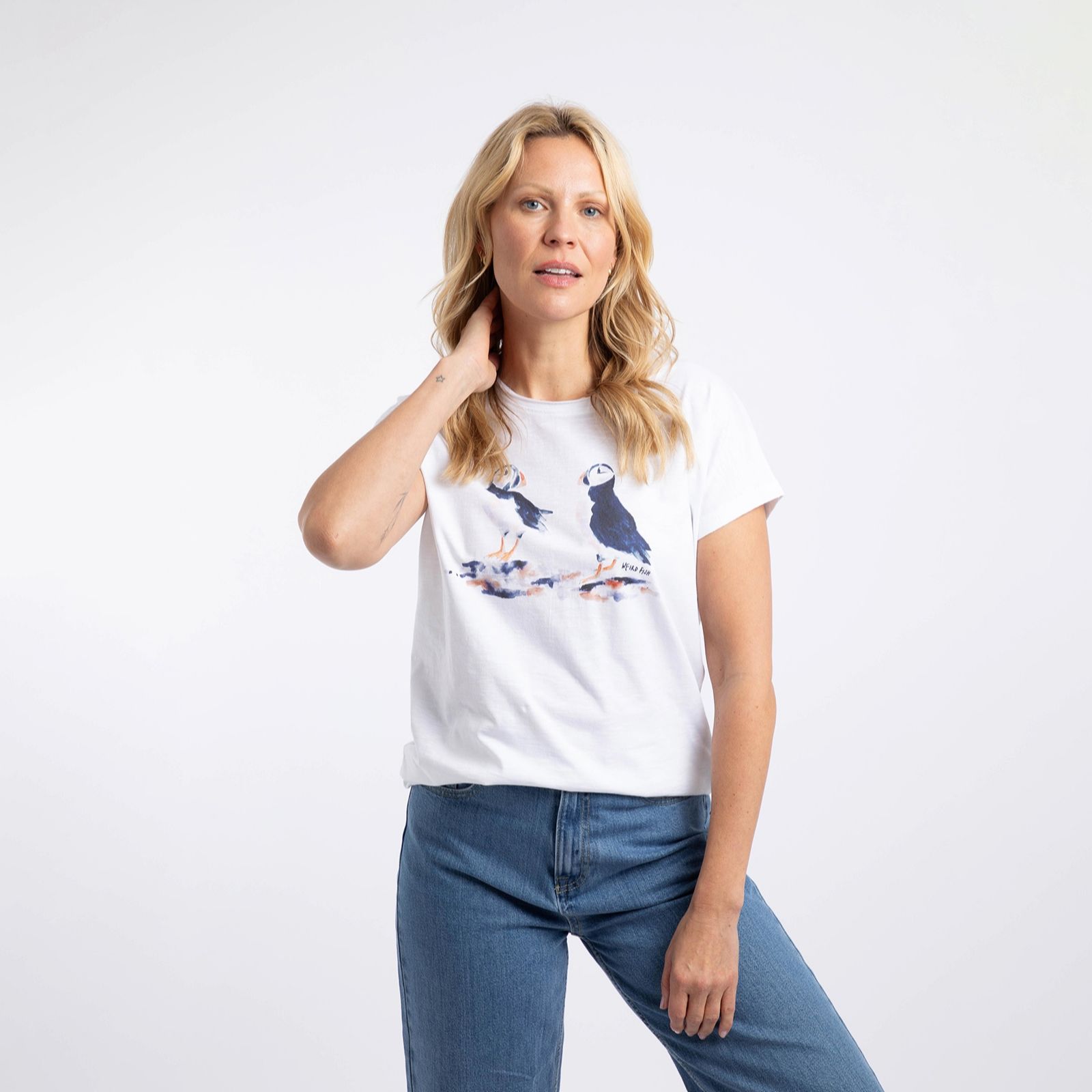 Weird Fish Puffins Cotton Graphic Tee