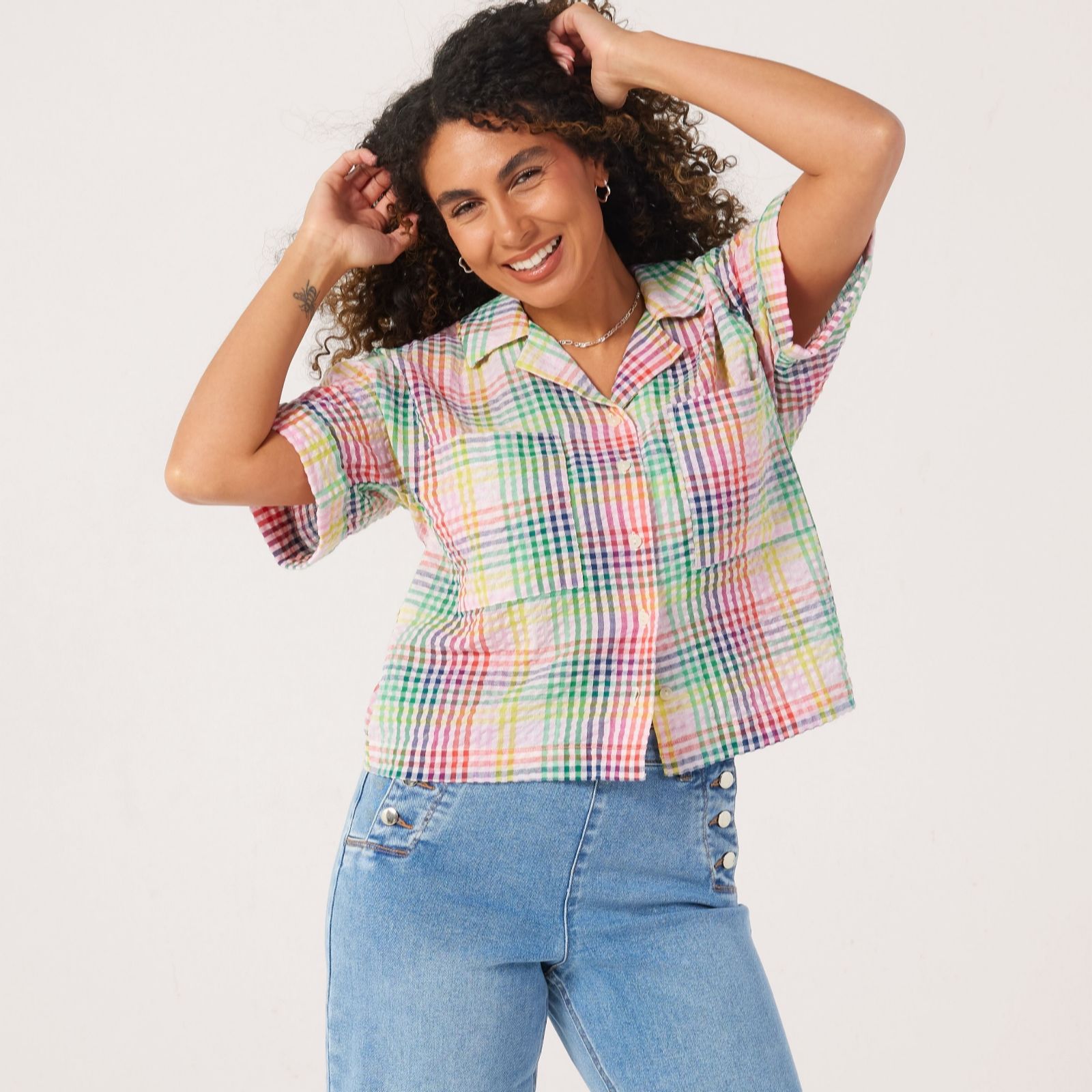 Dannii Minogue Check Revere Shirt Petite