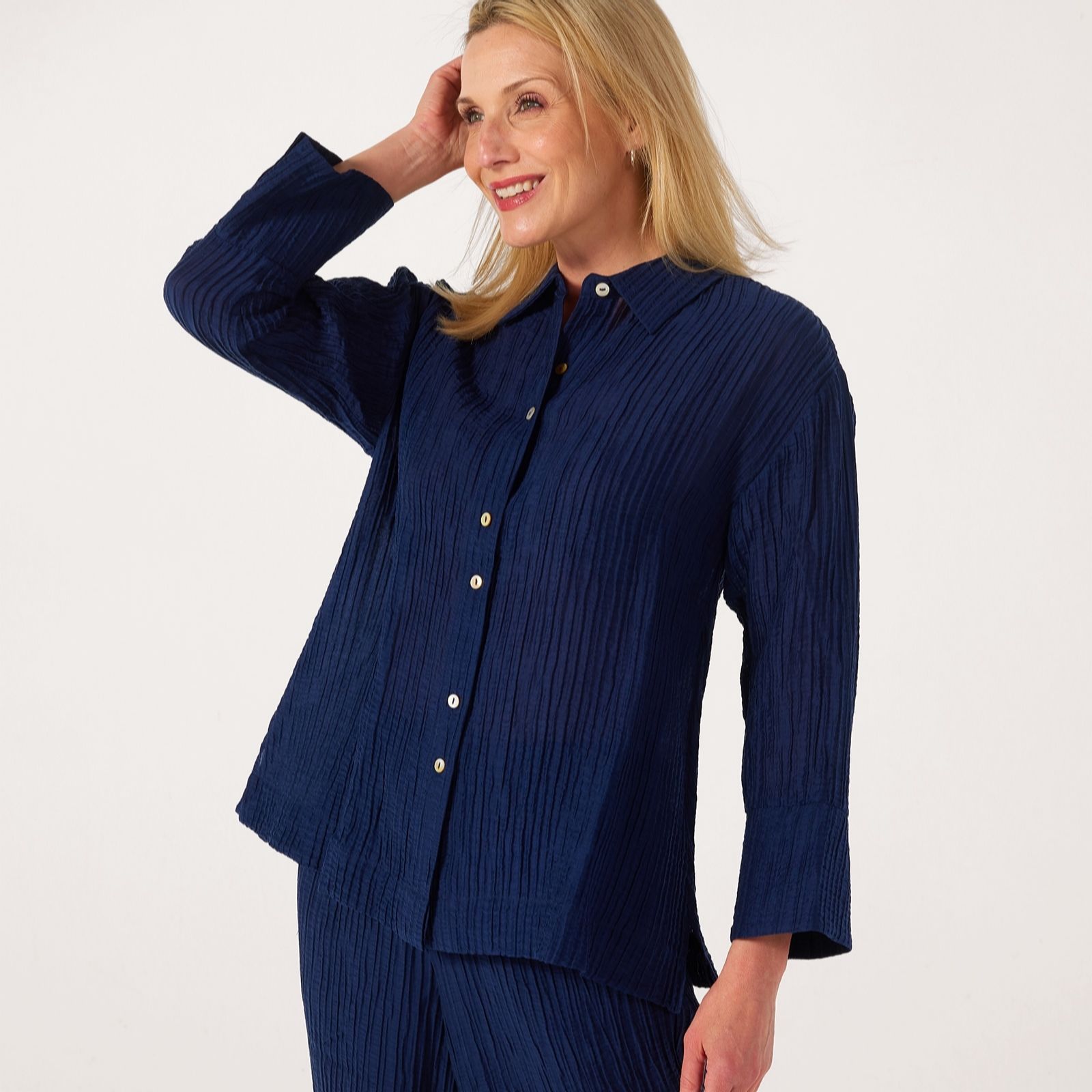 MarlaWynne Textured Crinkle Fabric Shirt