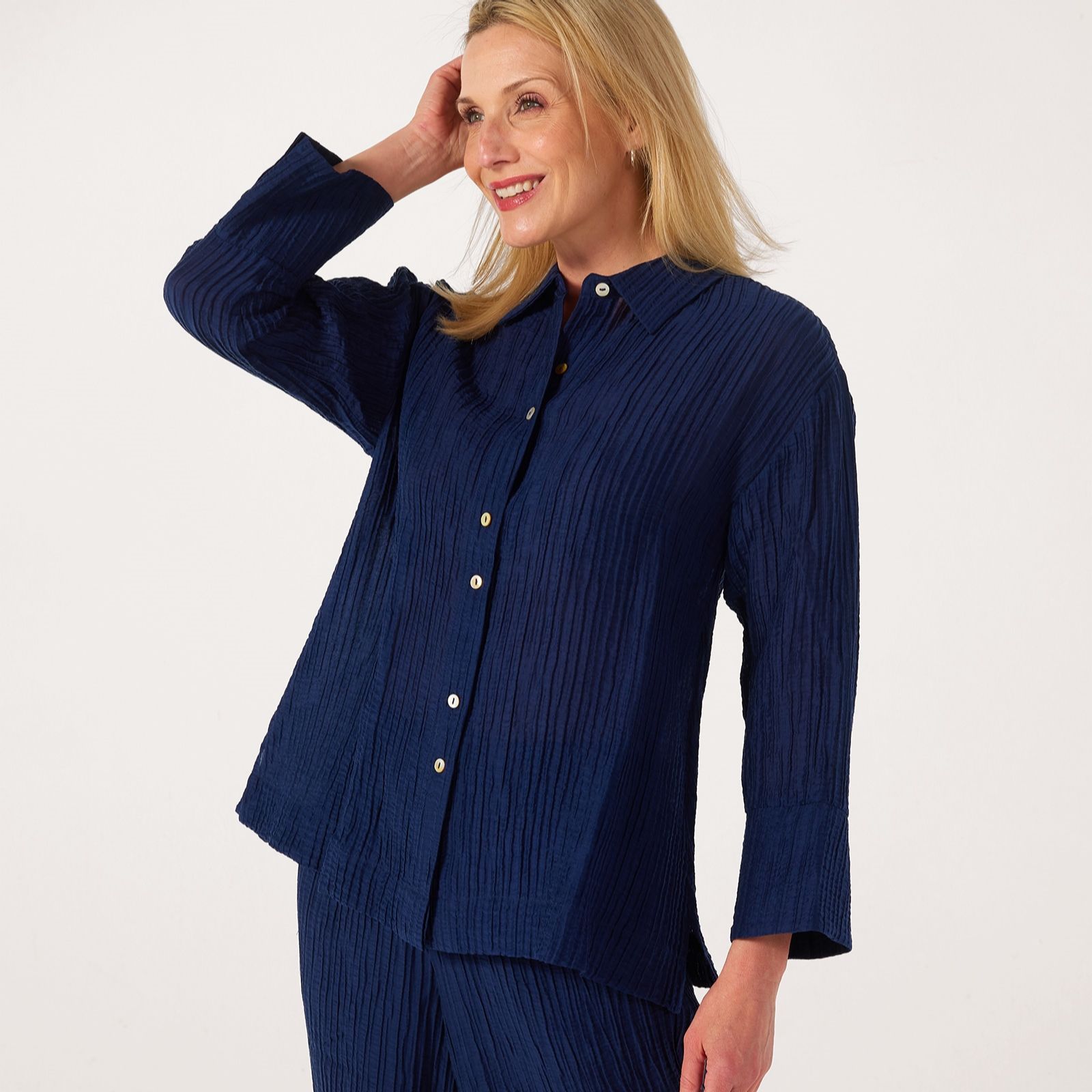 MarlaWynne Textured Crinkle Fabric Shirt