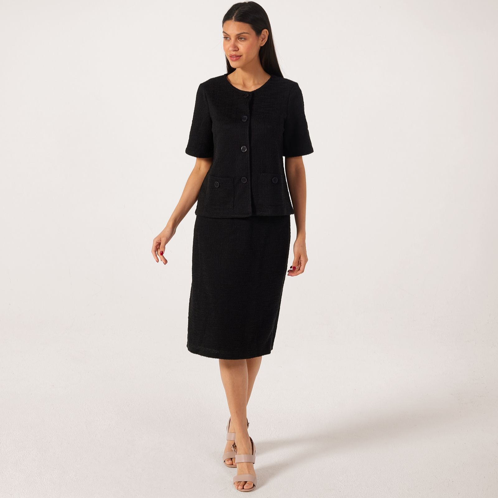 Kim & Co Textured Boucle Lined Skirt
