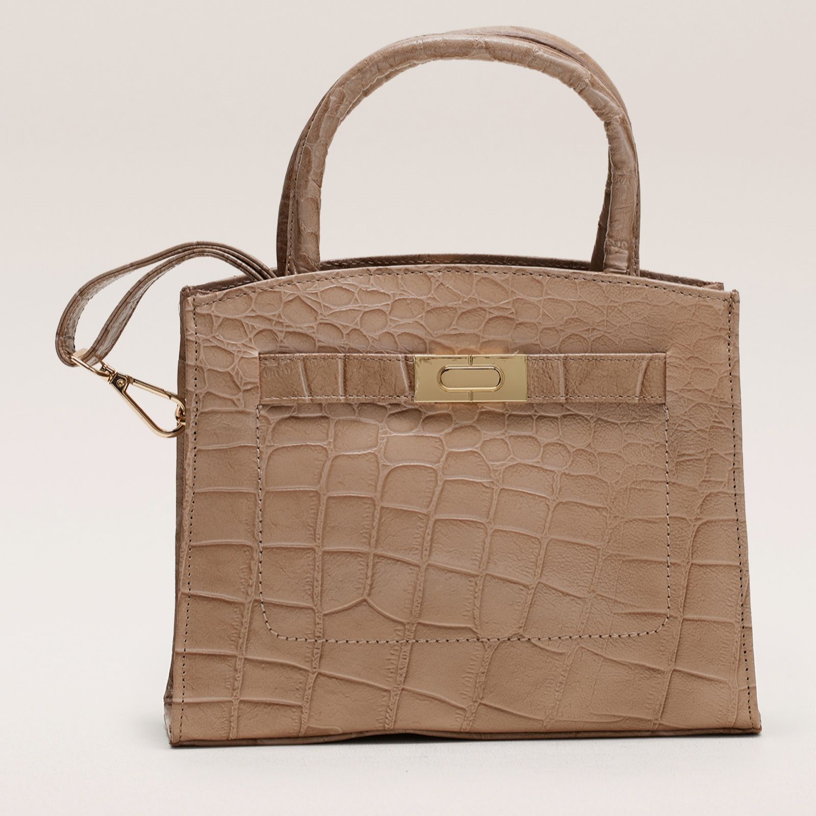 Ashwood Leather Croc Medium Multiway Bag with Front Lock Detail