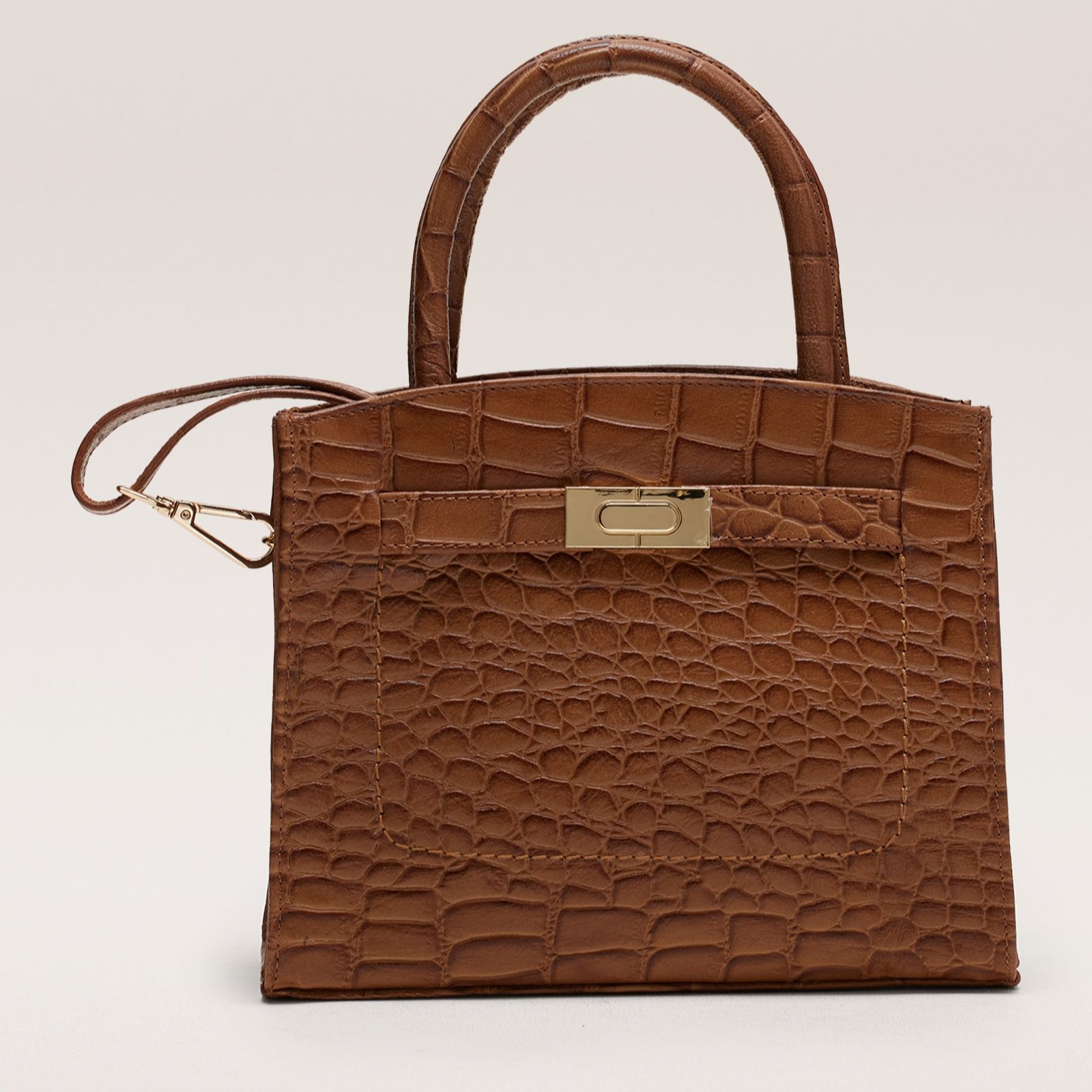 Ashwood Leather Croc Medium Multiway Bag With Front Lock Detail
