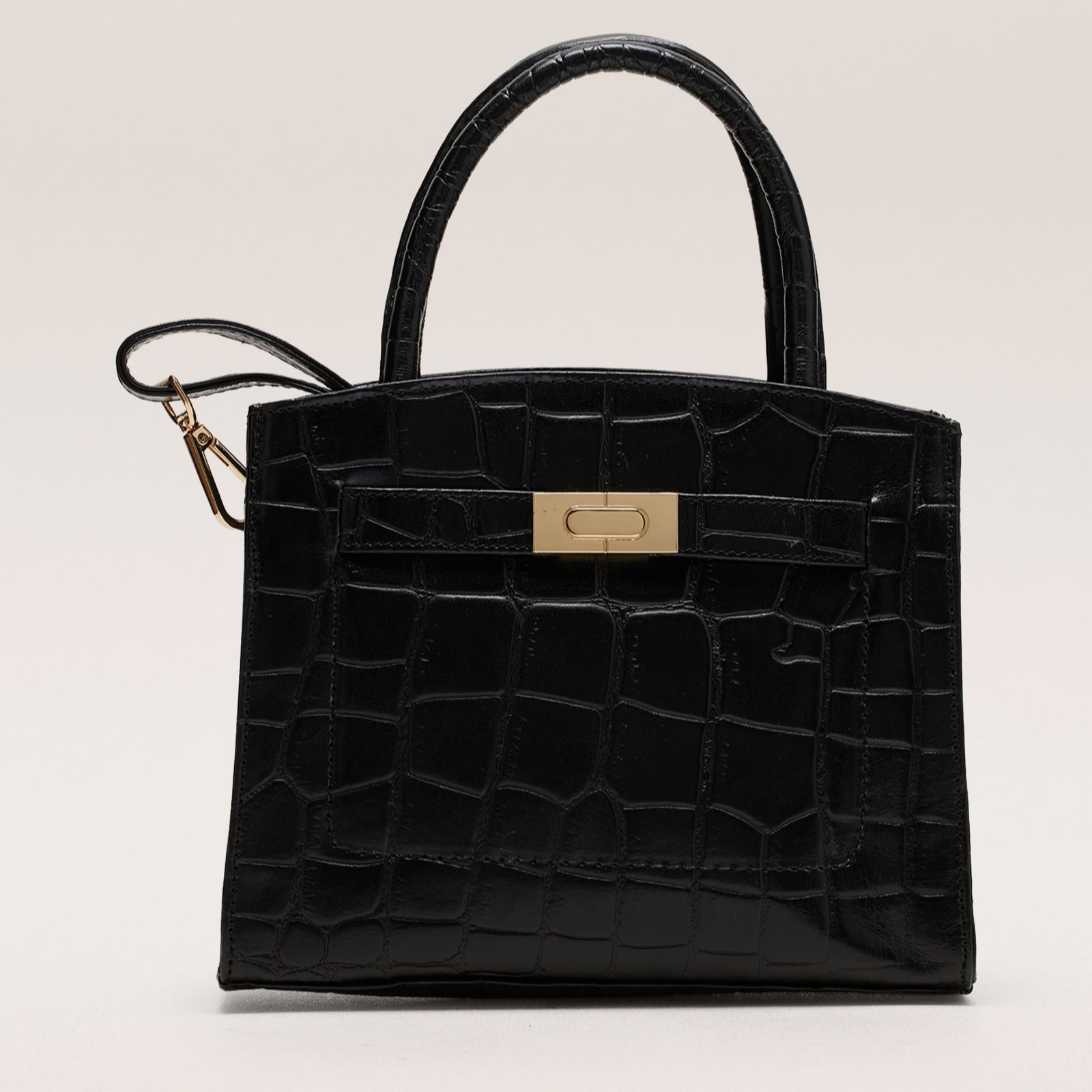 Ashwood Leather Croc Medium Multiway Bag With Front Lock Detail