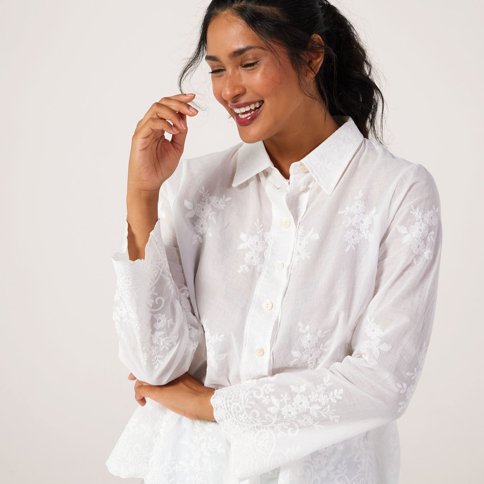 Izabel London 100% Cotton Embroidered Shirt