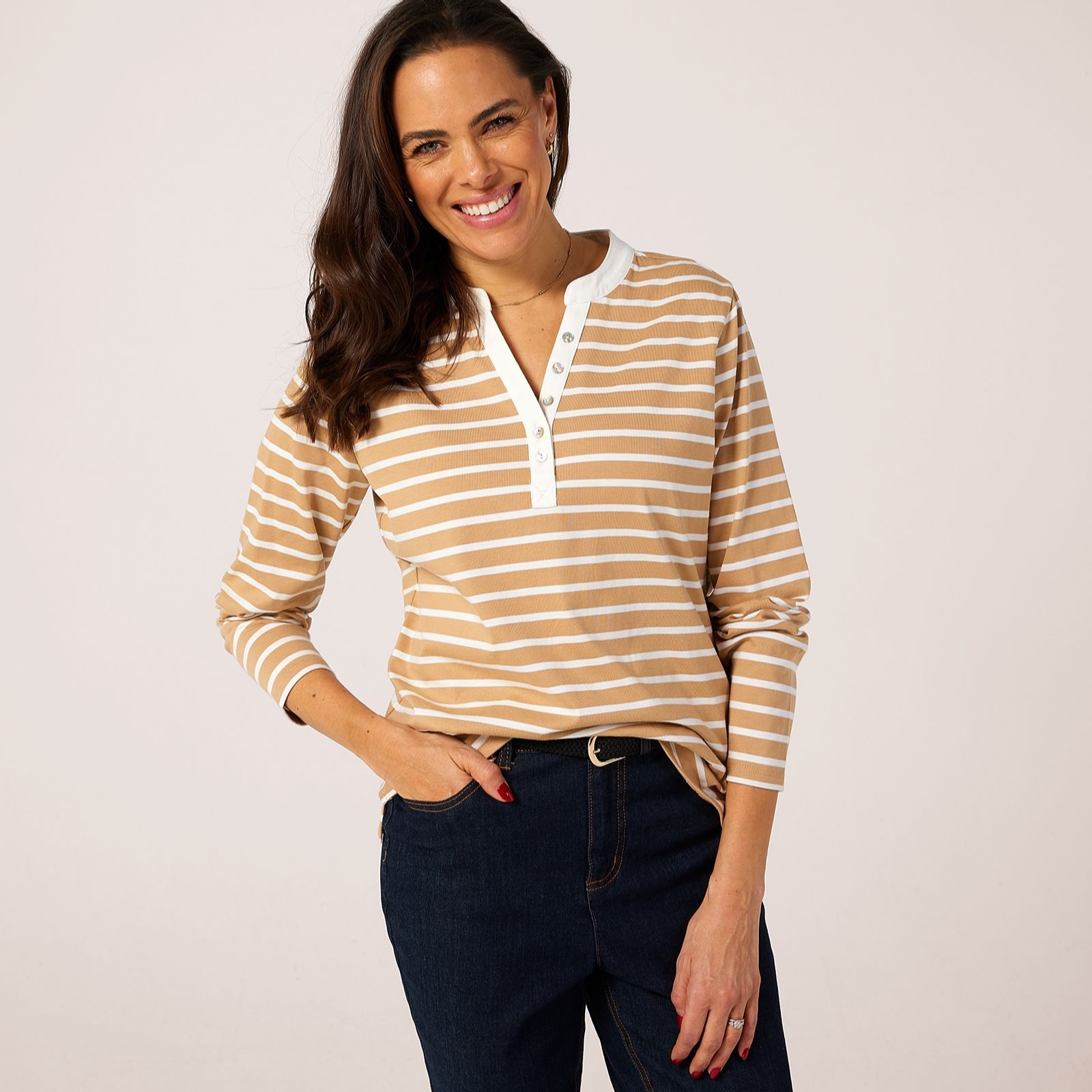 Ruth Langsford Nehru Collar Stripe Top