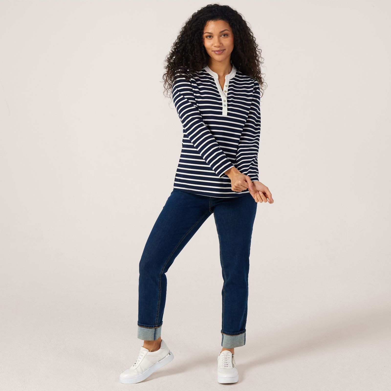 Ruth Langsford Nehru Collar Stripe Top