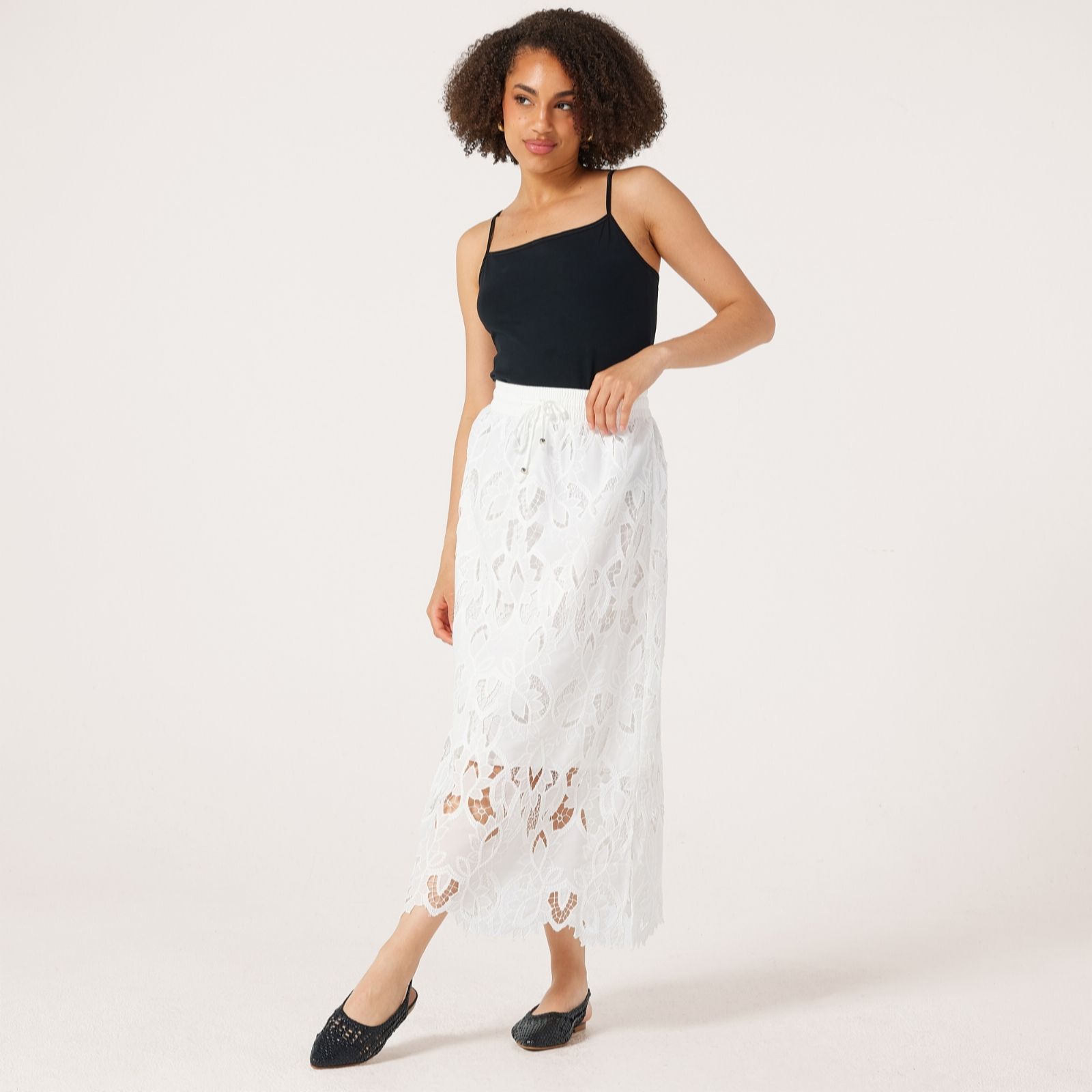 Malissa J Lacey Broderie Anglais Skirt with Drawcord Waist