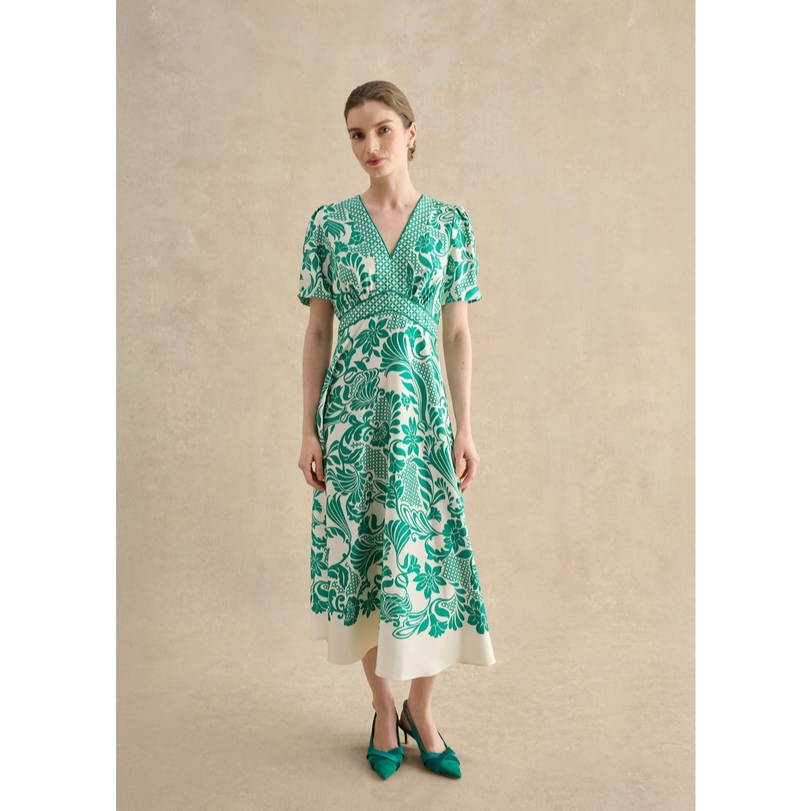 Hobbs London Trelissick Satin Mix Dress Petite
