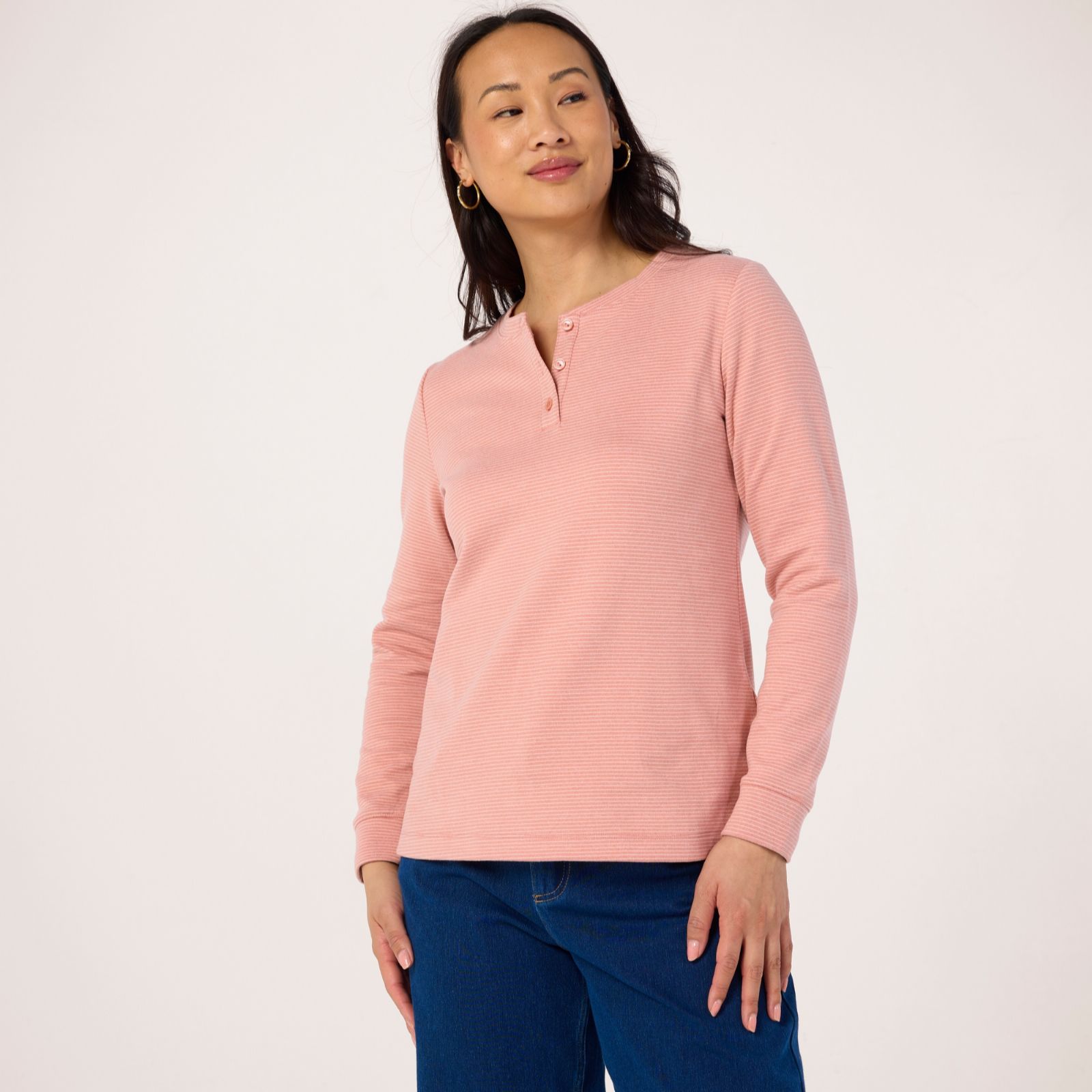 Denim & Co Essentials Long Sleeve Henley Top