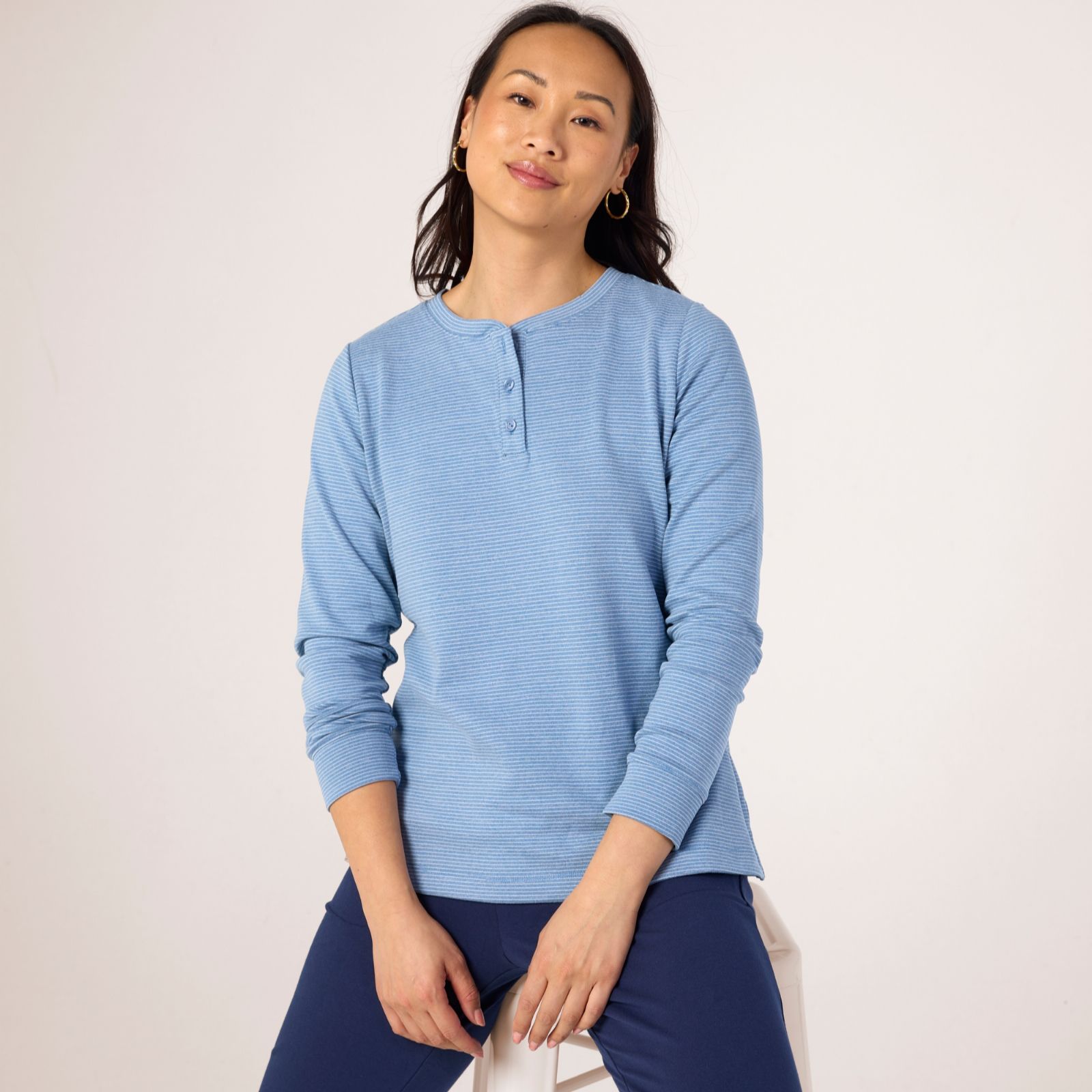 Denim & Co Essentials Long Sleeve Henley Top