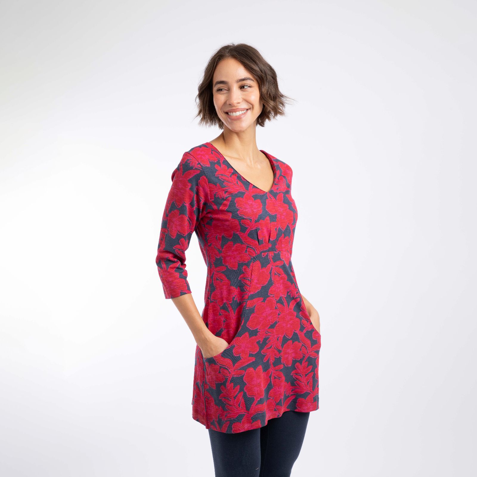 Weird Fish Arielle Printed Jersey 3/4 Sleeve Tunic