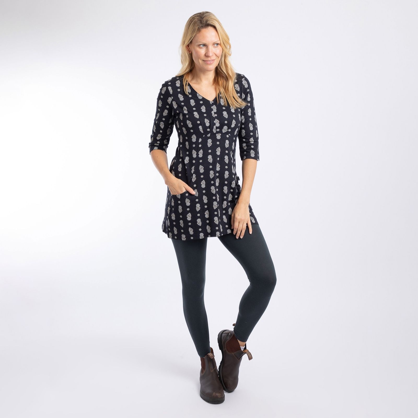Weird Fish Arielle Printed Jersey 3/4 Sleeve Tunic
