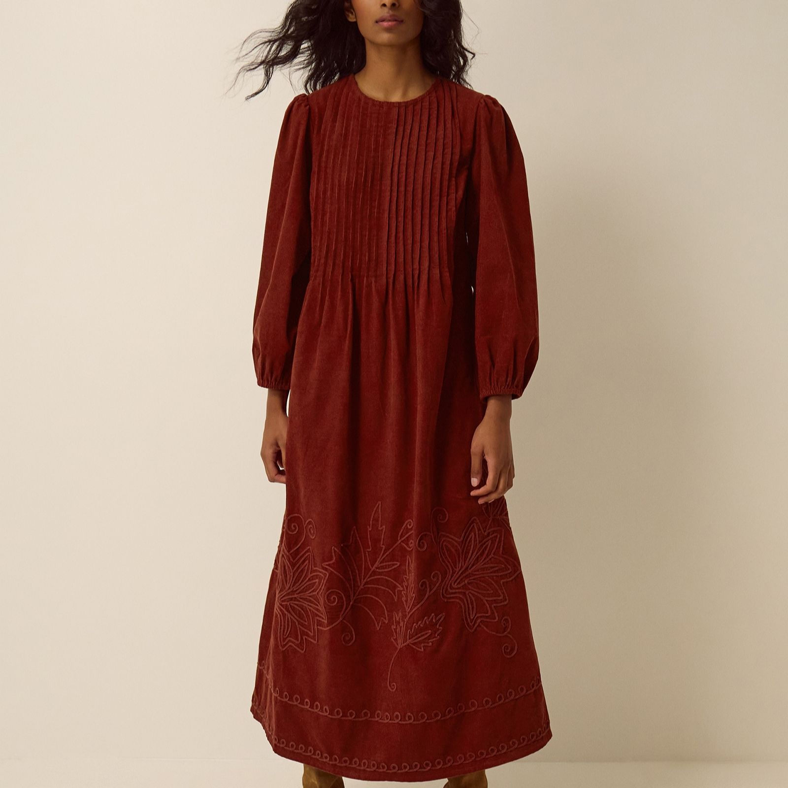 Monsoon Joyce Embroidered Cord Dress