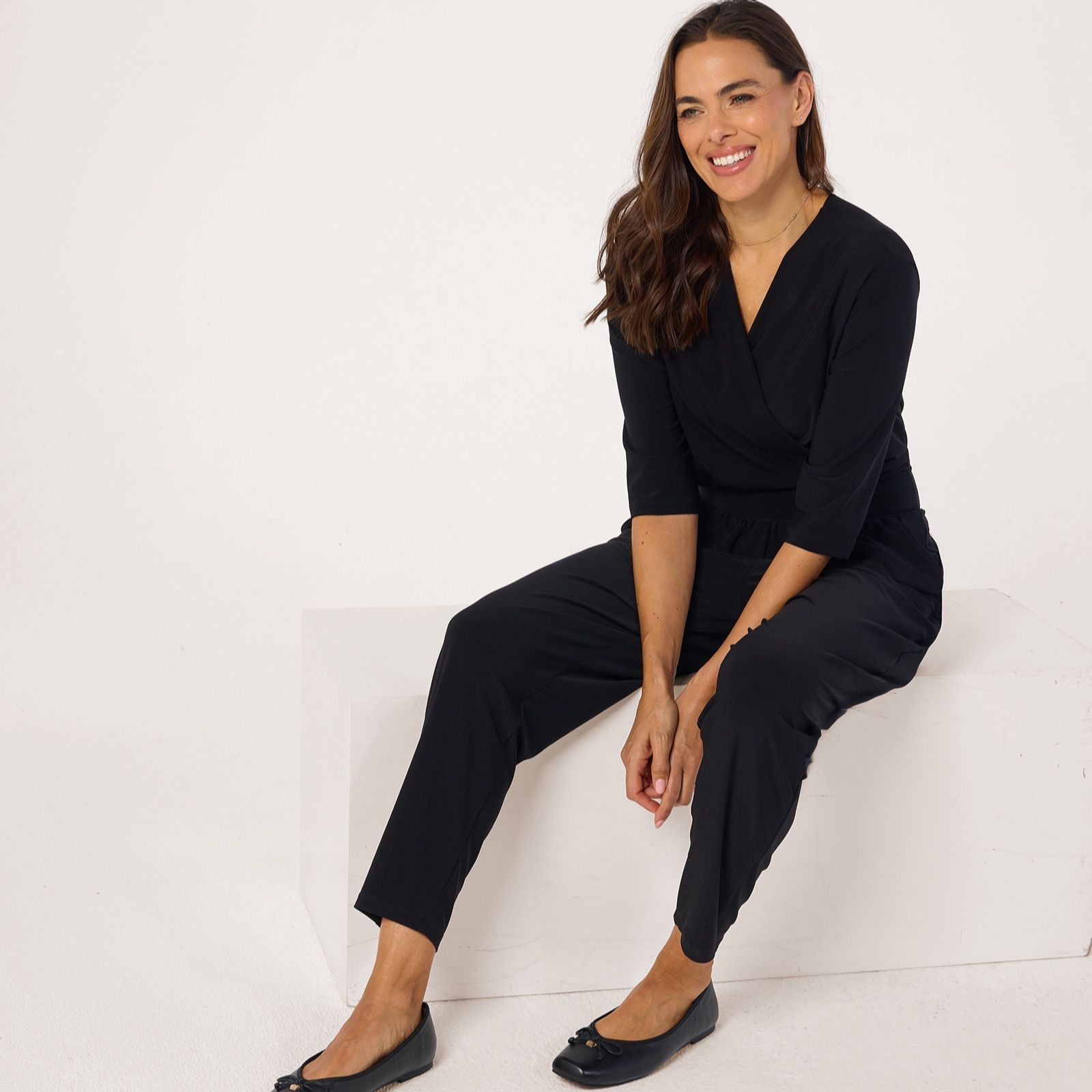 Kim & Co Deluxe Brazil 3/4 sleeve Narrow Standard Leg Jumpsuit