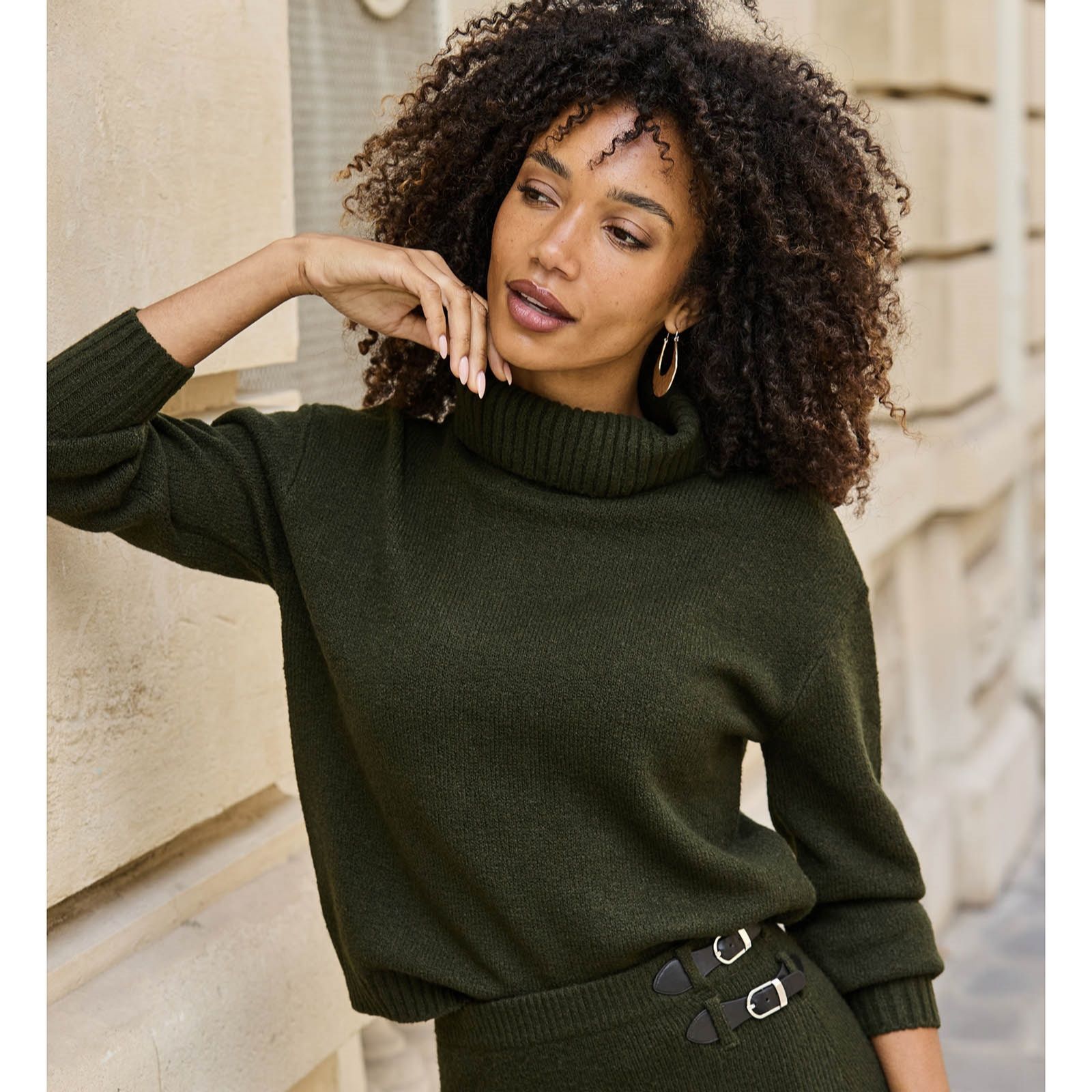 Sosandar Tweedy Look Roll Neck Jumper
