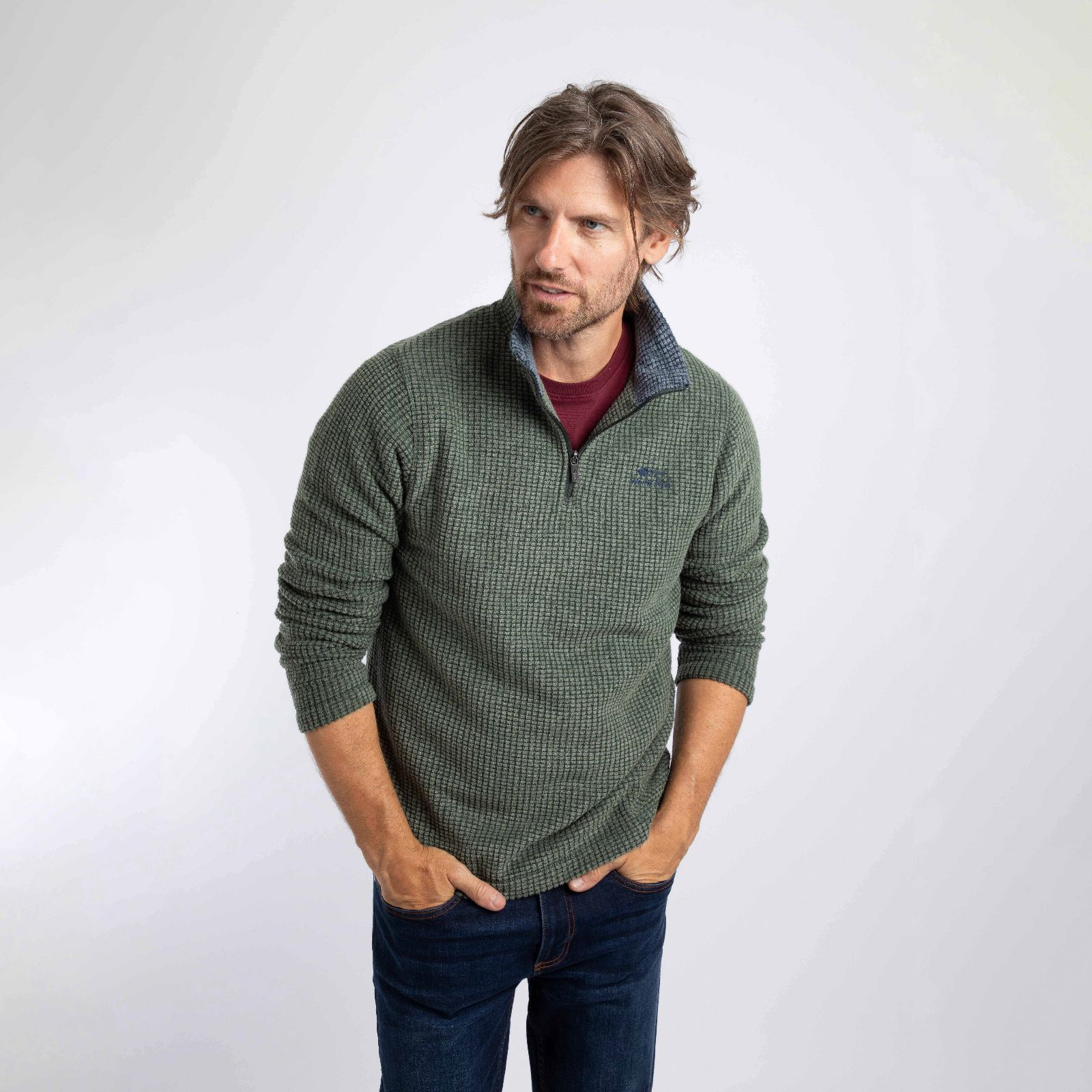 Weird Fish Mens Newark 1/4 Zip Grid Fleece