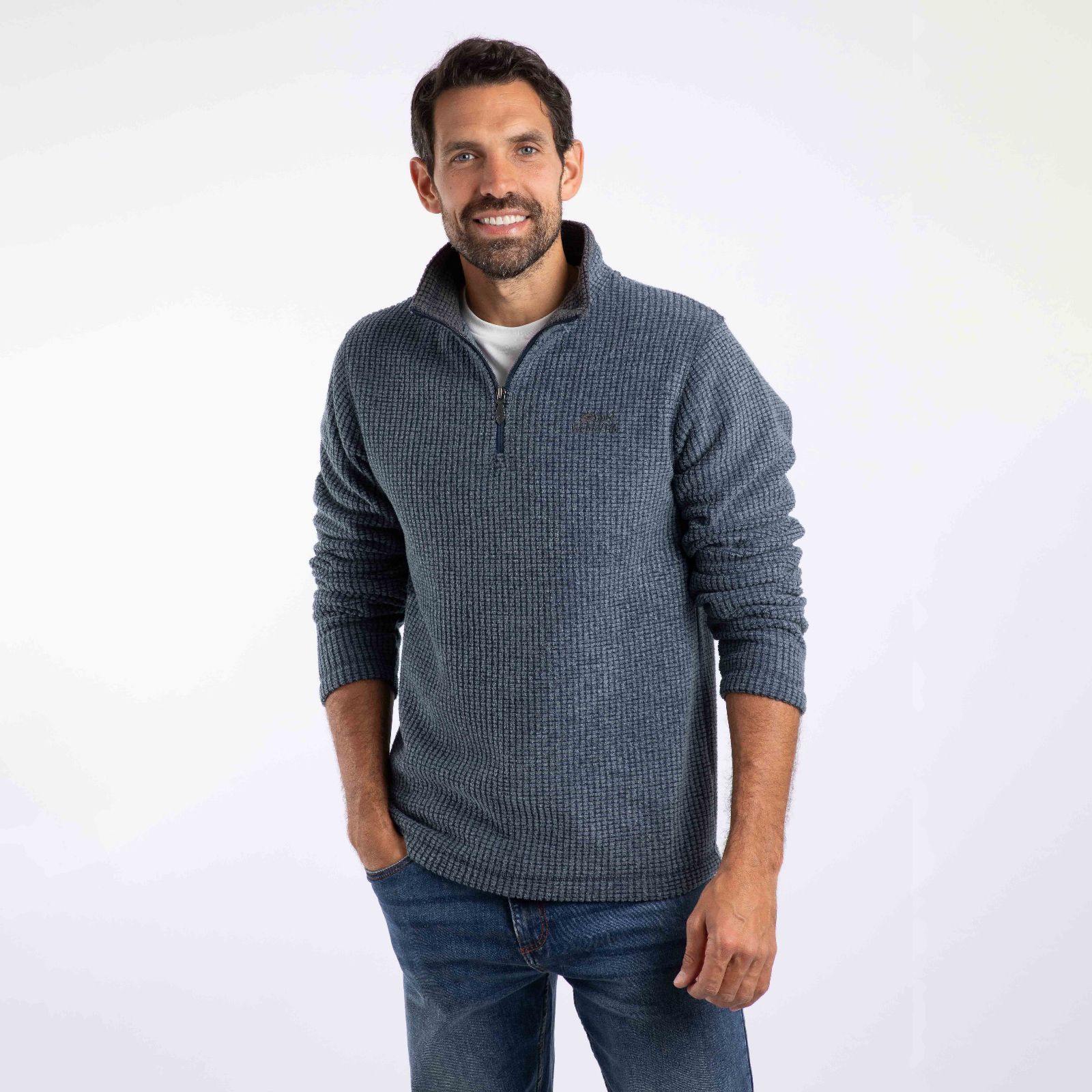 Weird Fish Mens Newark 1/4 Zip Grid Fleece