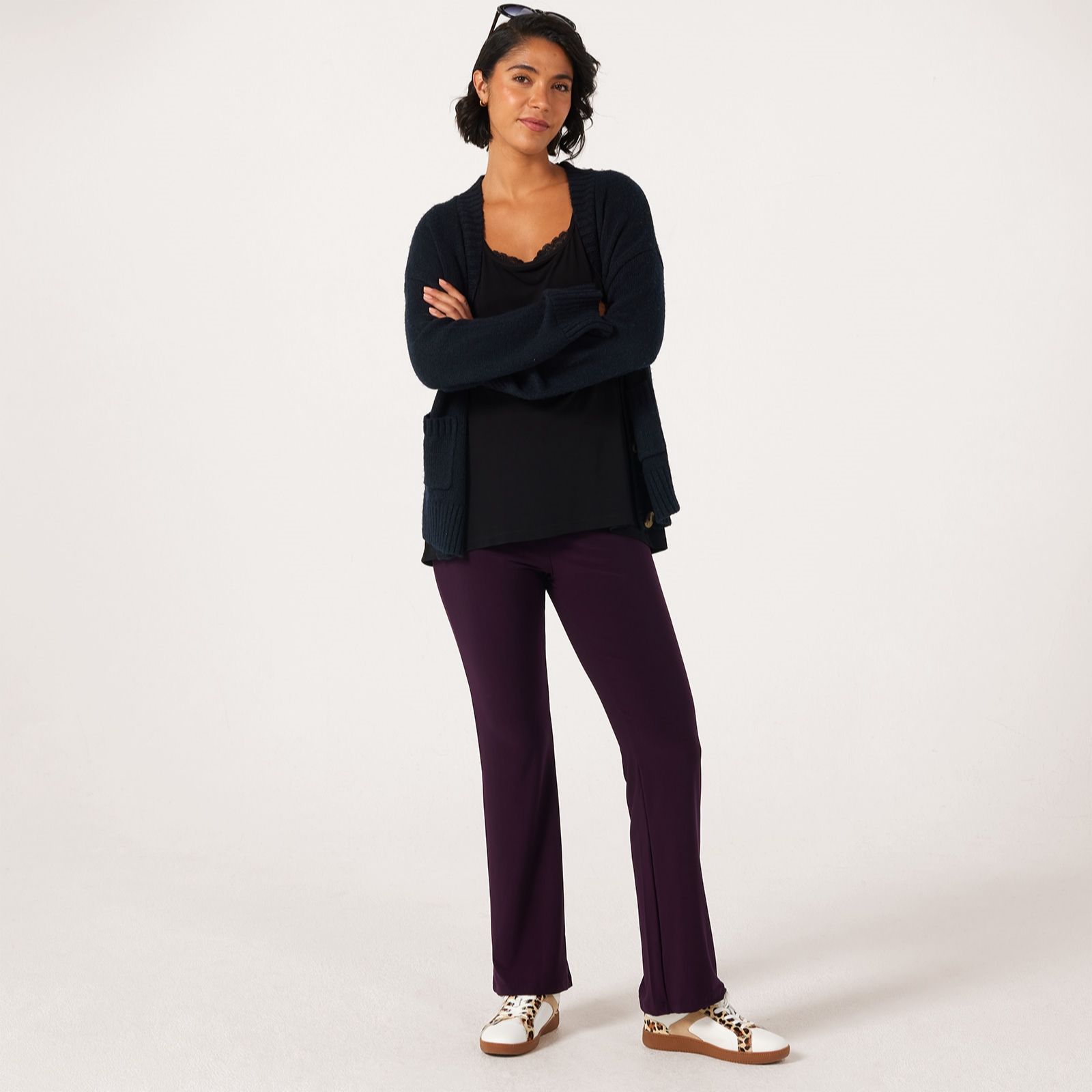 Kim & Co Deluxe Brazil Jersey Carla Flare Standard Trousers With Pockets