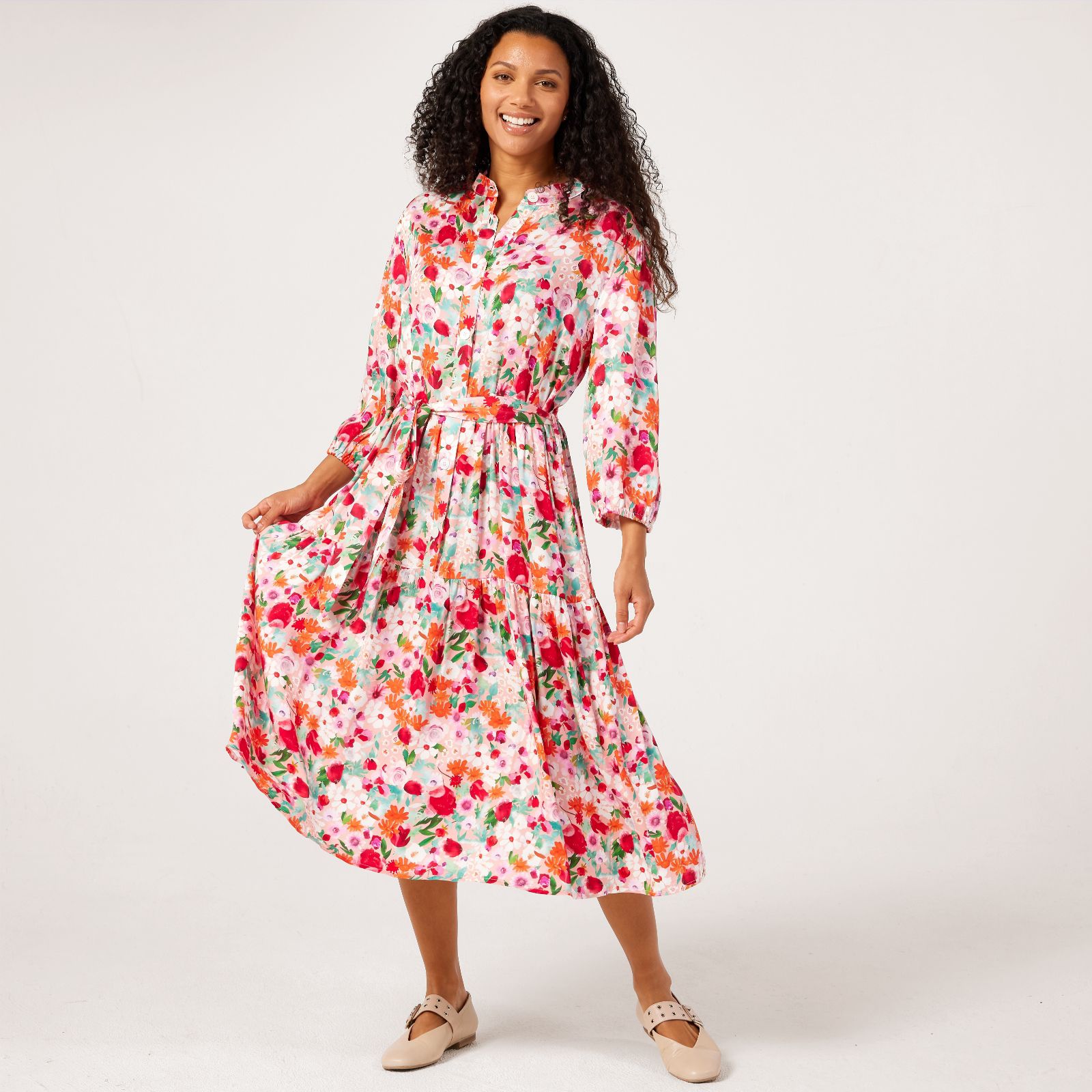Helene Berman Viscose Floral Print Dress
