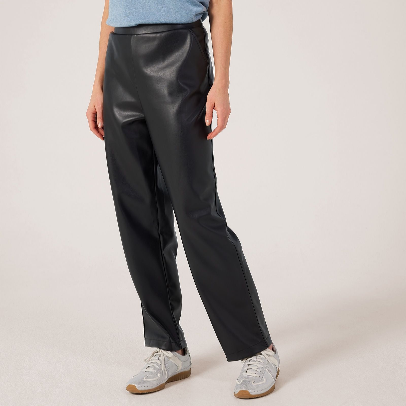 Kim & Co Soft Vegan Leather Glam Narrow Leg Petite Trouser