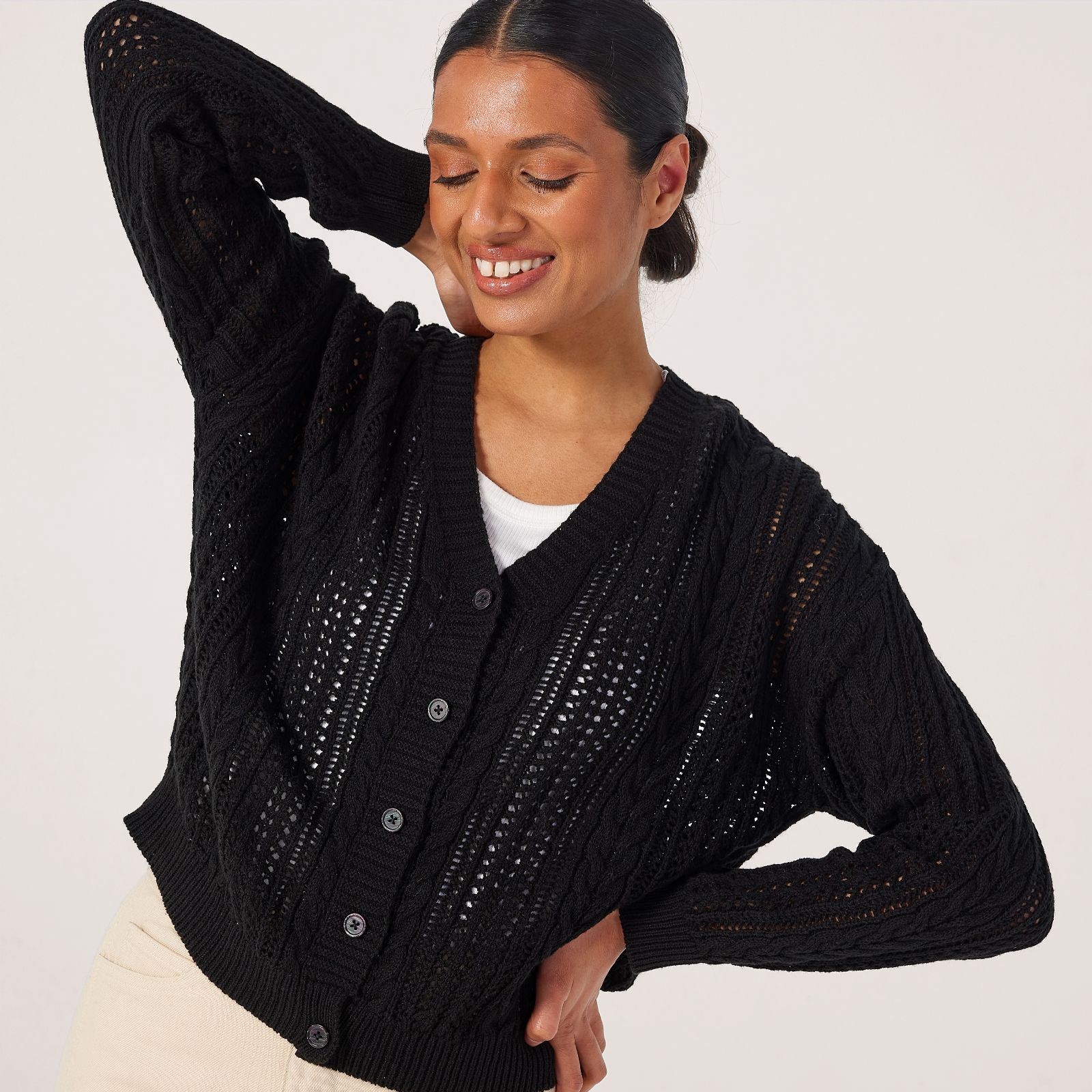 Apricot Cotton Blend Button Through Cardigan