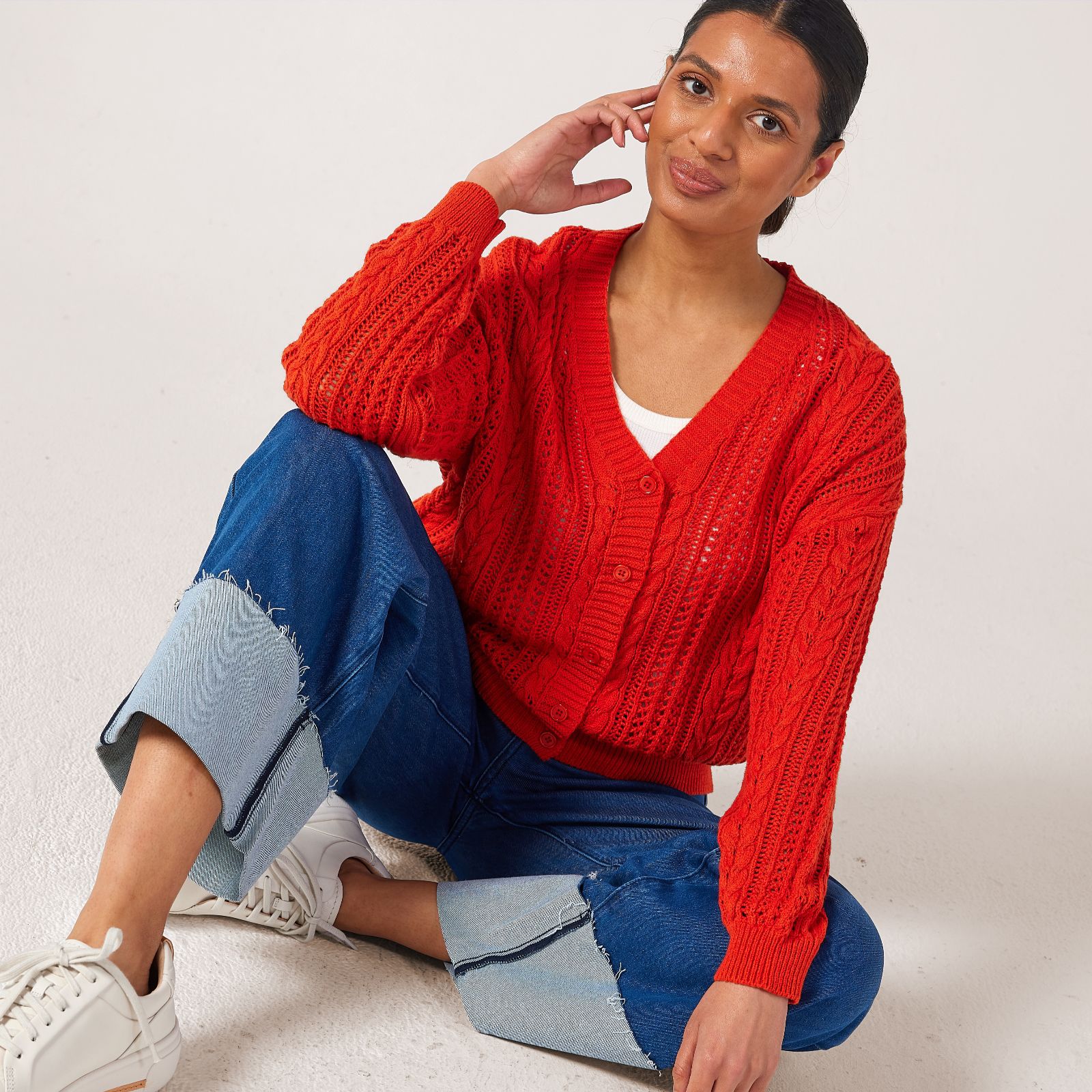 Apricot Cotton Blend Button Through Cardigan