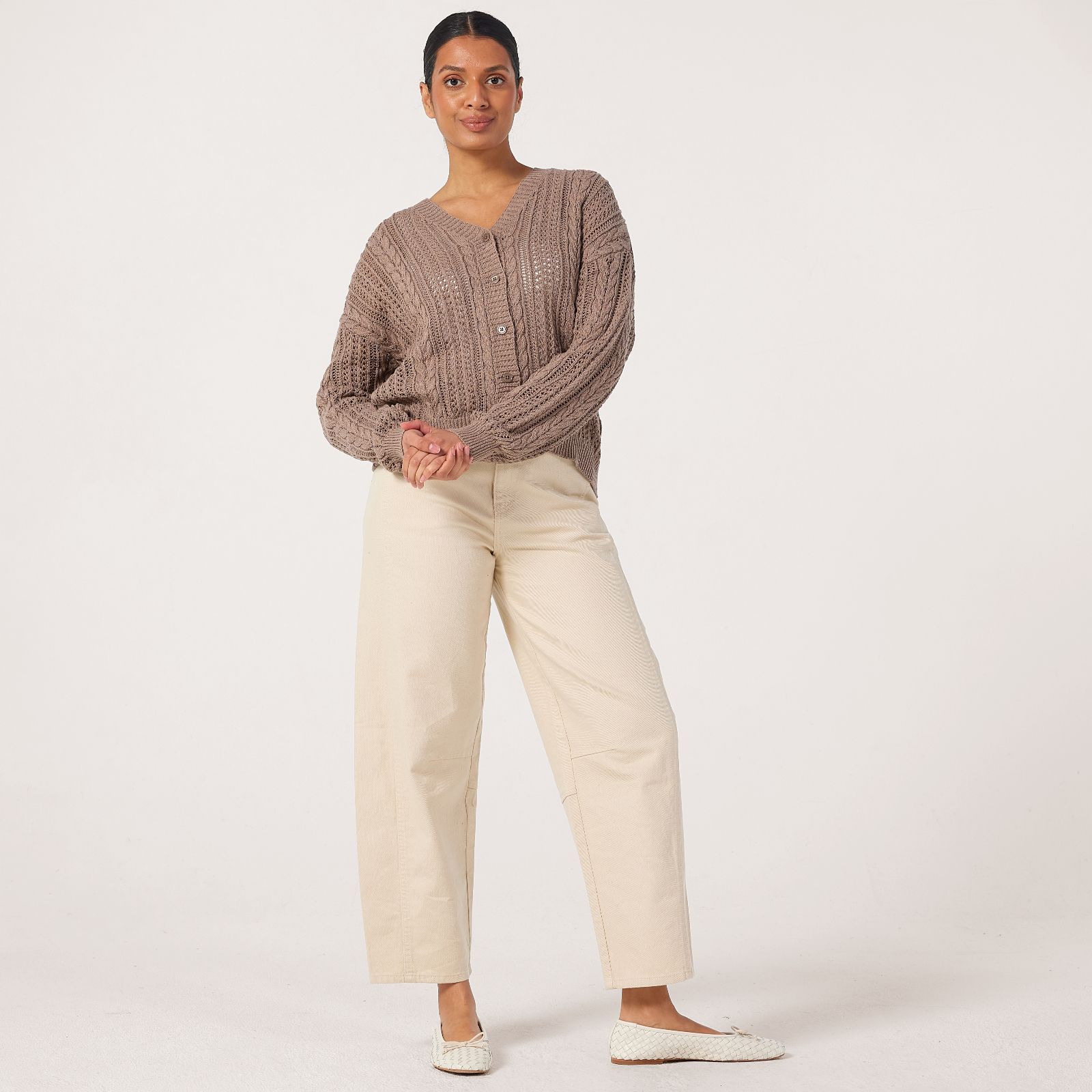 Apricot Cotton Blend Button Through Cardigan