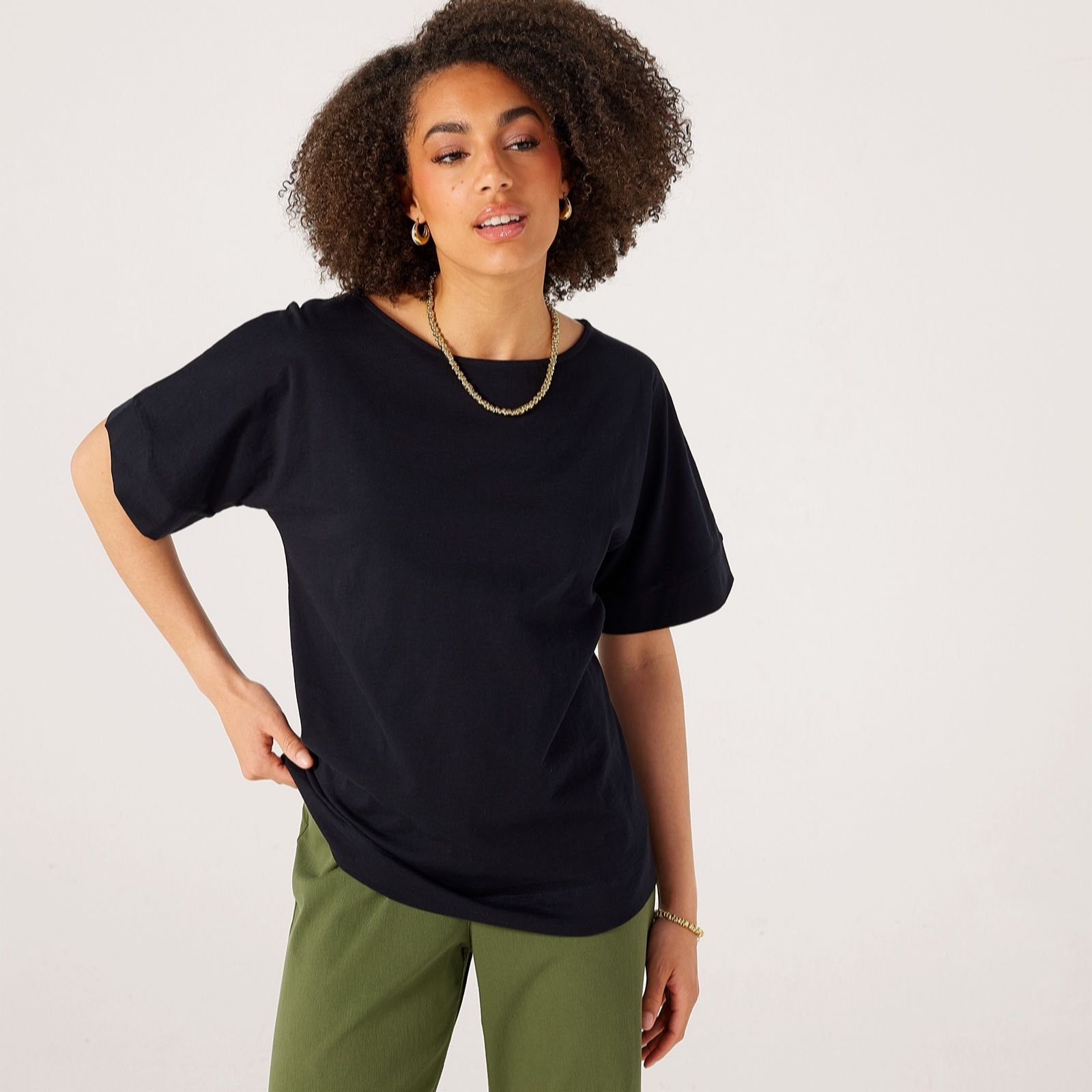 Denim & Co. Cotton Slub Scoop Neck Dolman Sleeve Top