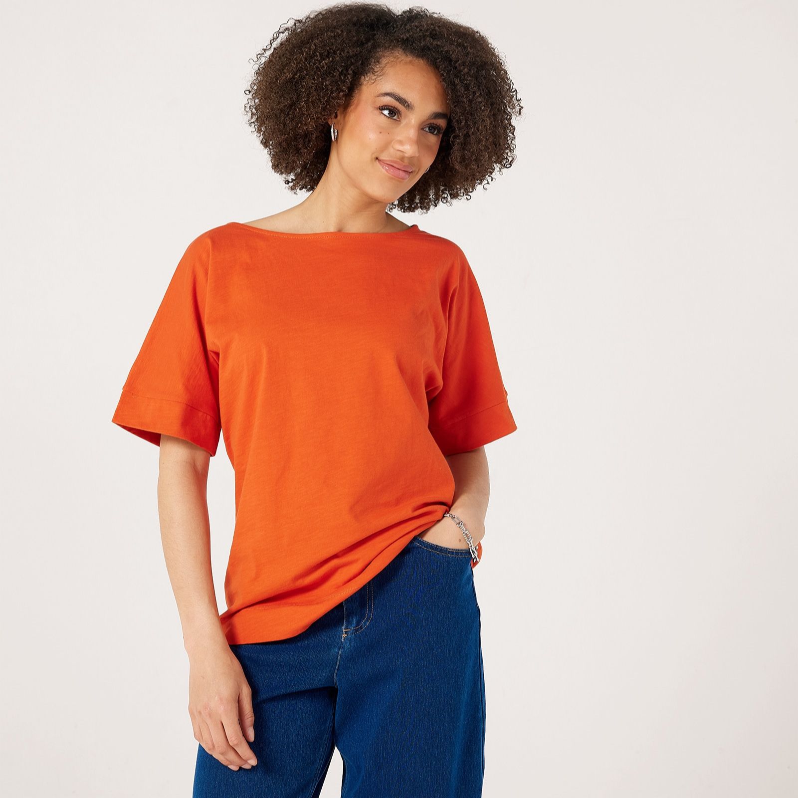 Denim & Co. Cotton Slub Scoop Neck Dolman Sleeve Top