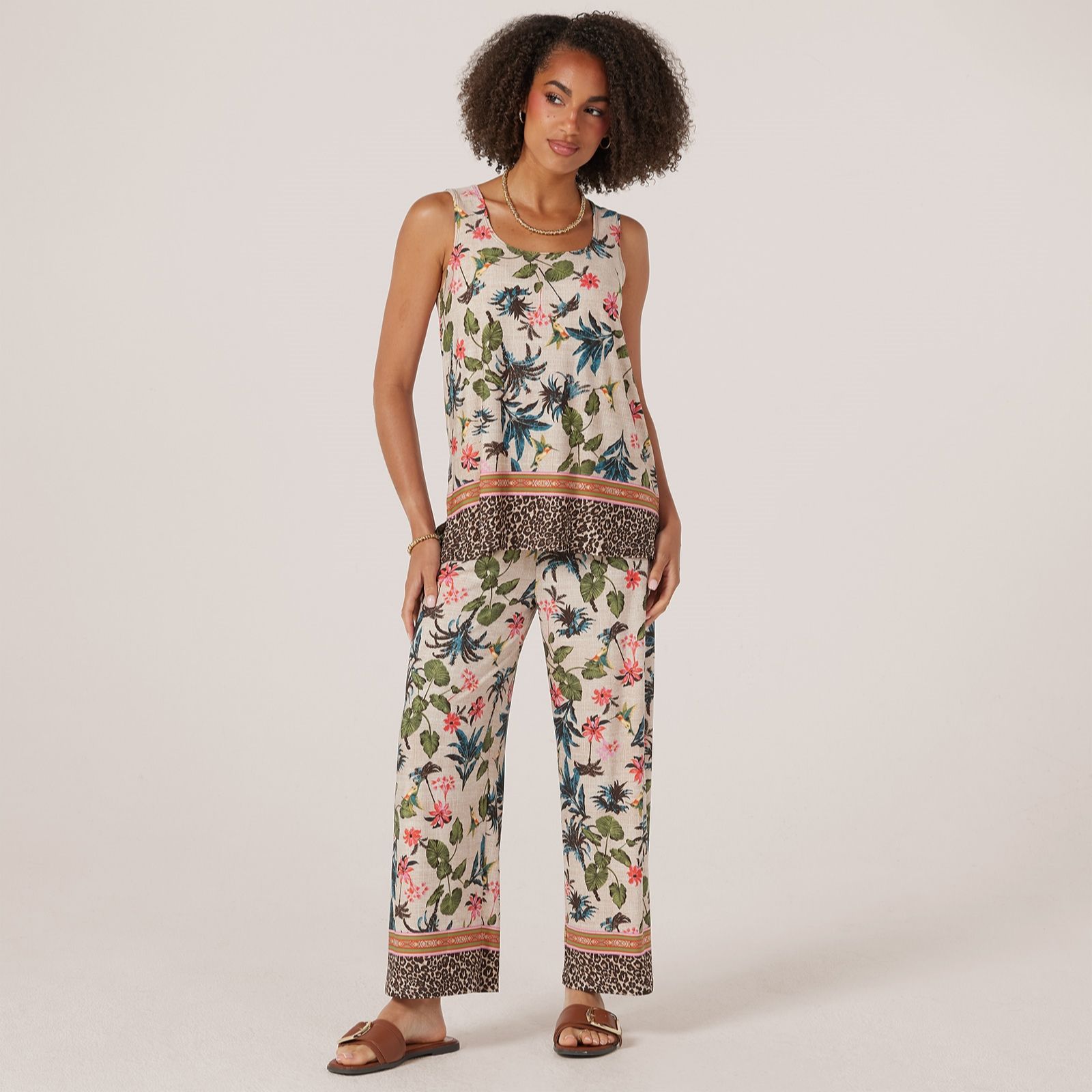 Kim & Co Printed Brazil Jersey Sleeveless Top with Side Slits