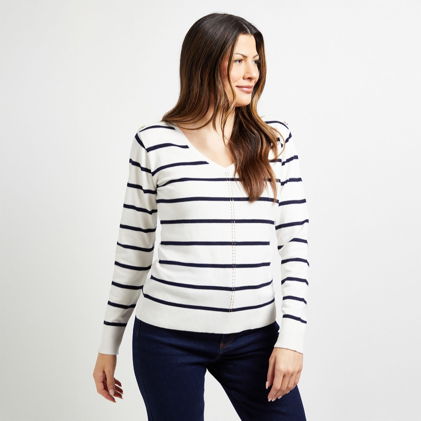 Wallis Shoulder Button Striped Knitted Top