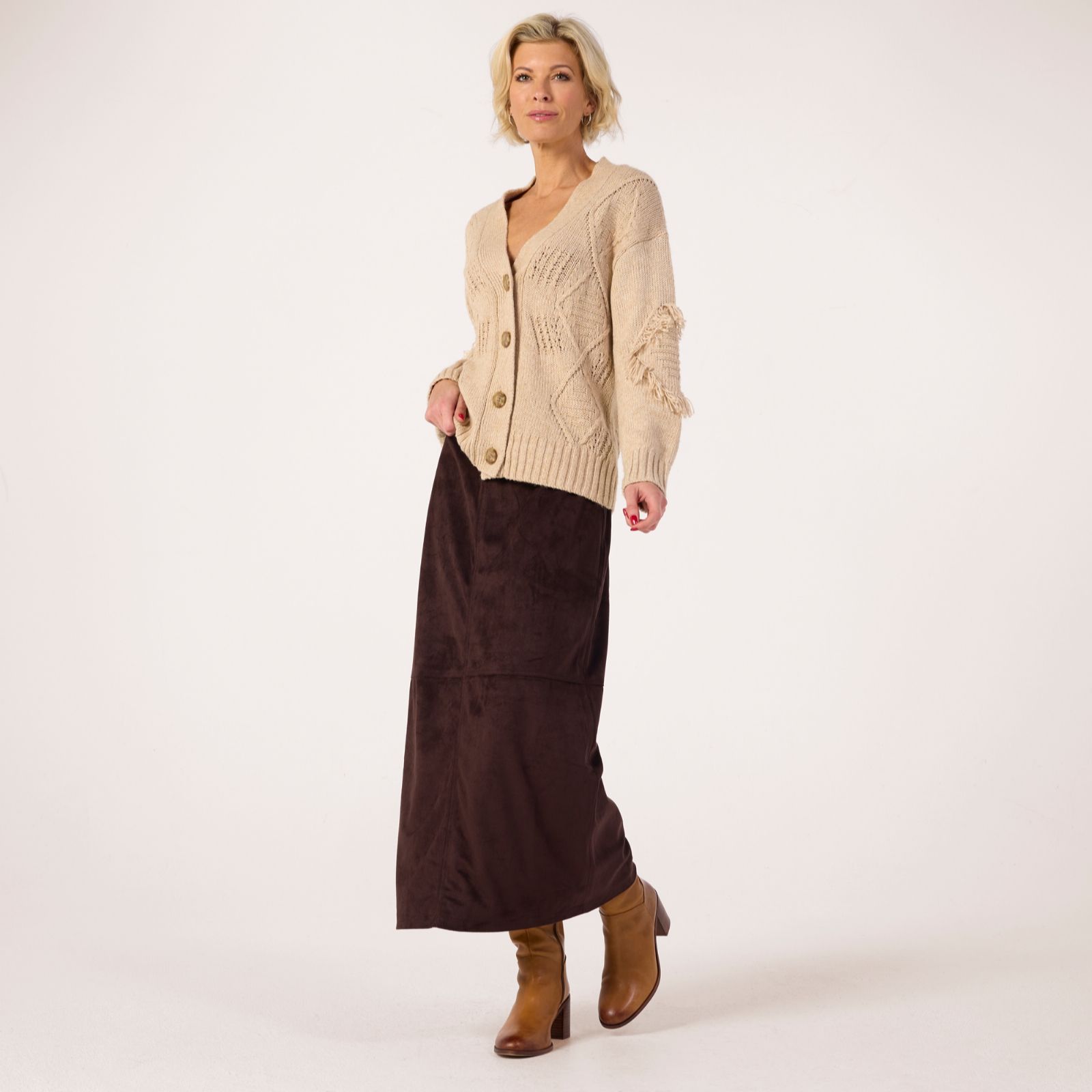 Ruth Langsford Faux Suede Midi Skirt Petite