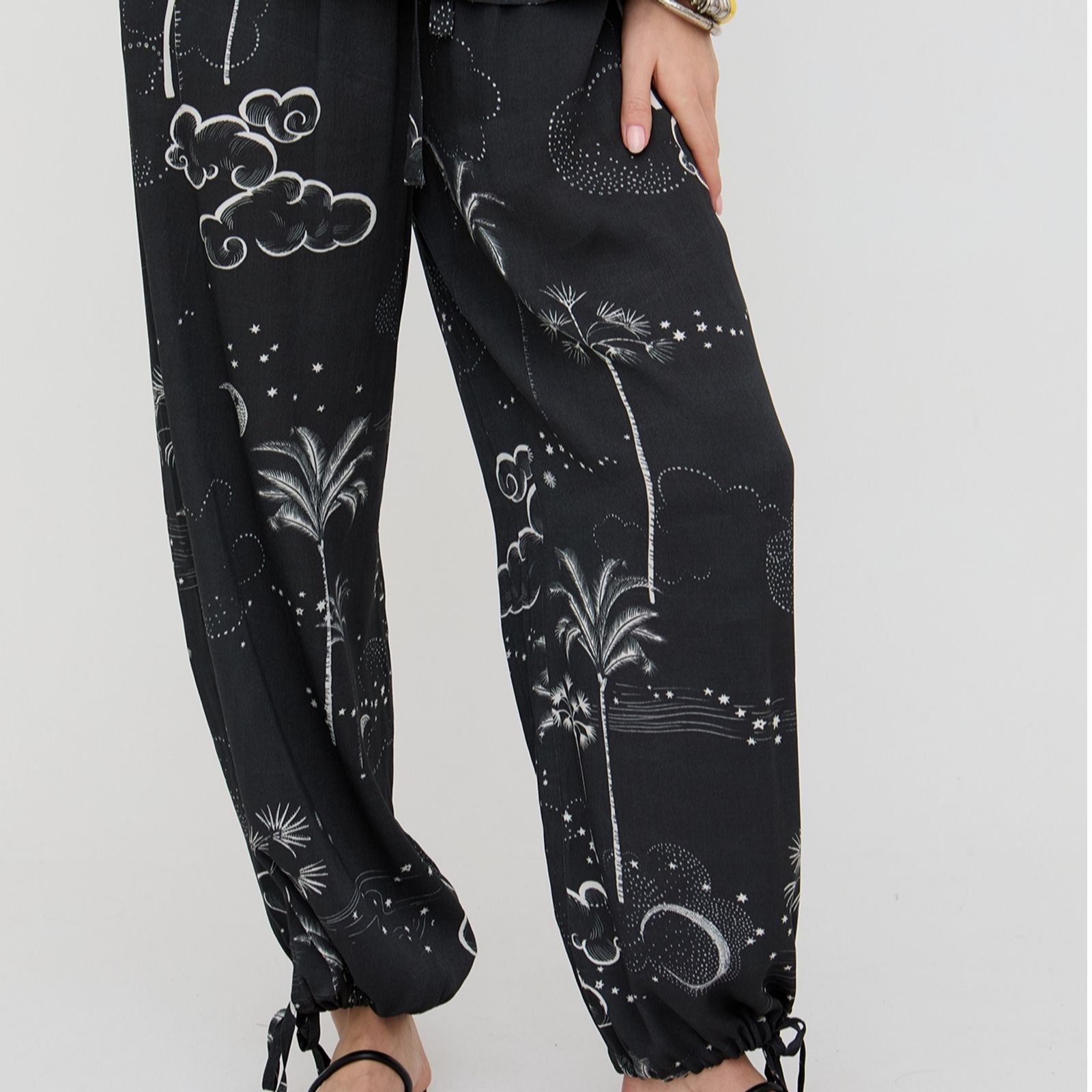 Raffya Palm High Waist Palm Print Trousers