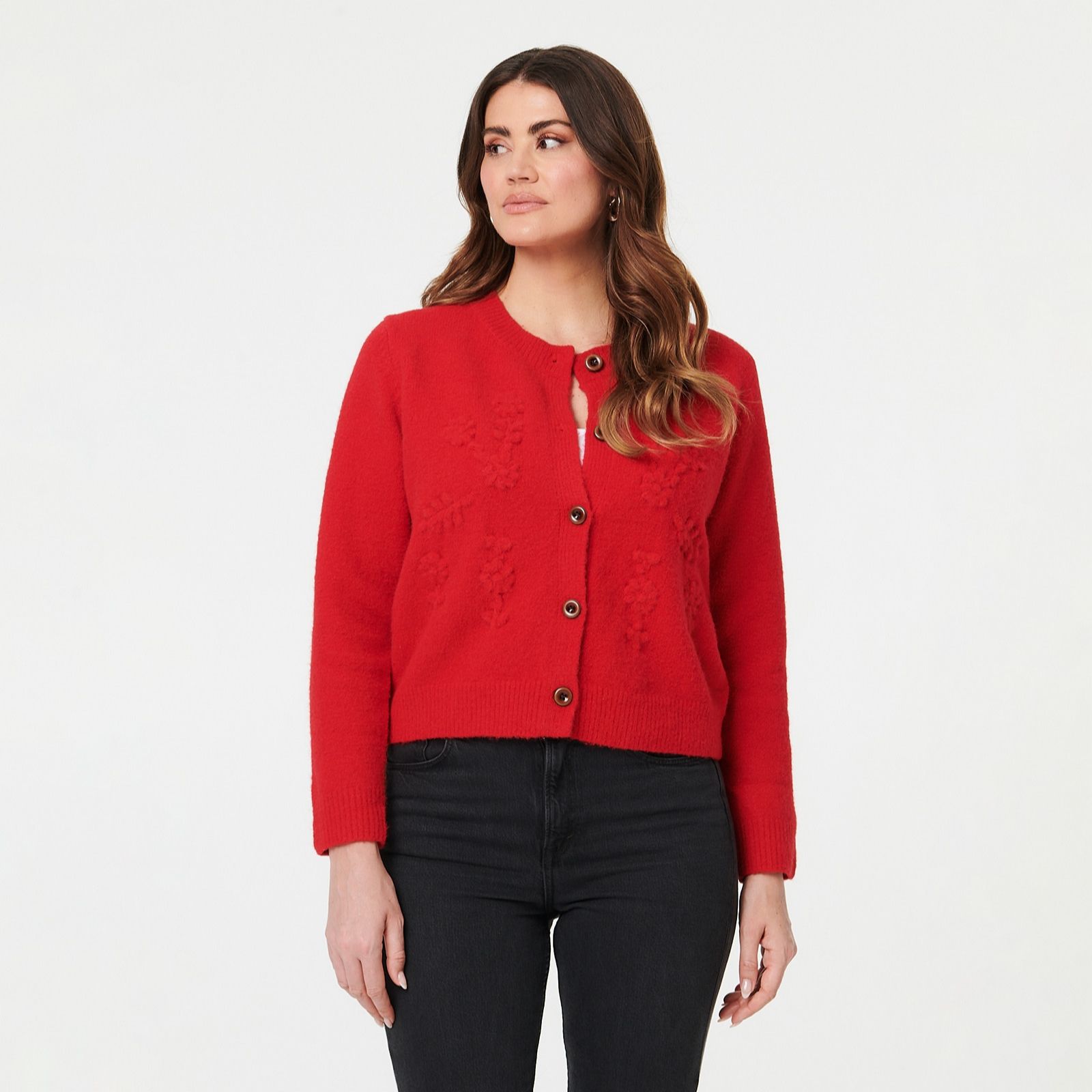 Izabel London Floral Applique Cardigan