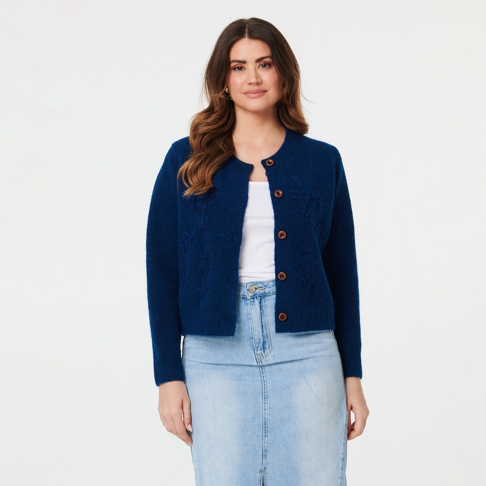 Izabel London Floral Applique Cardigan