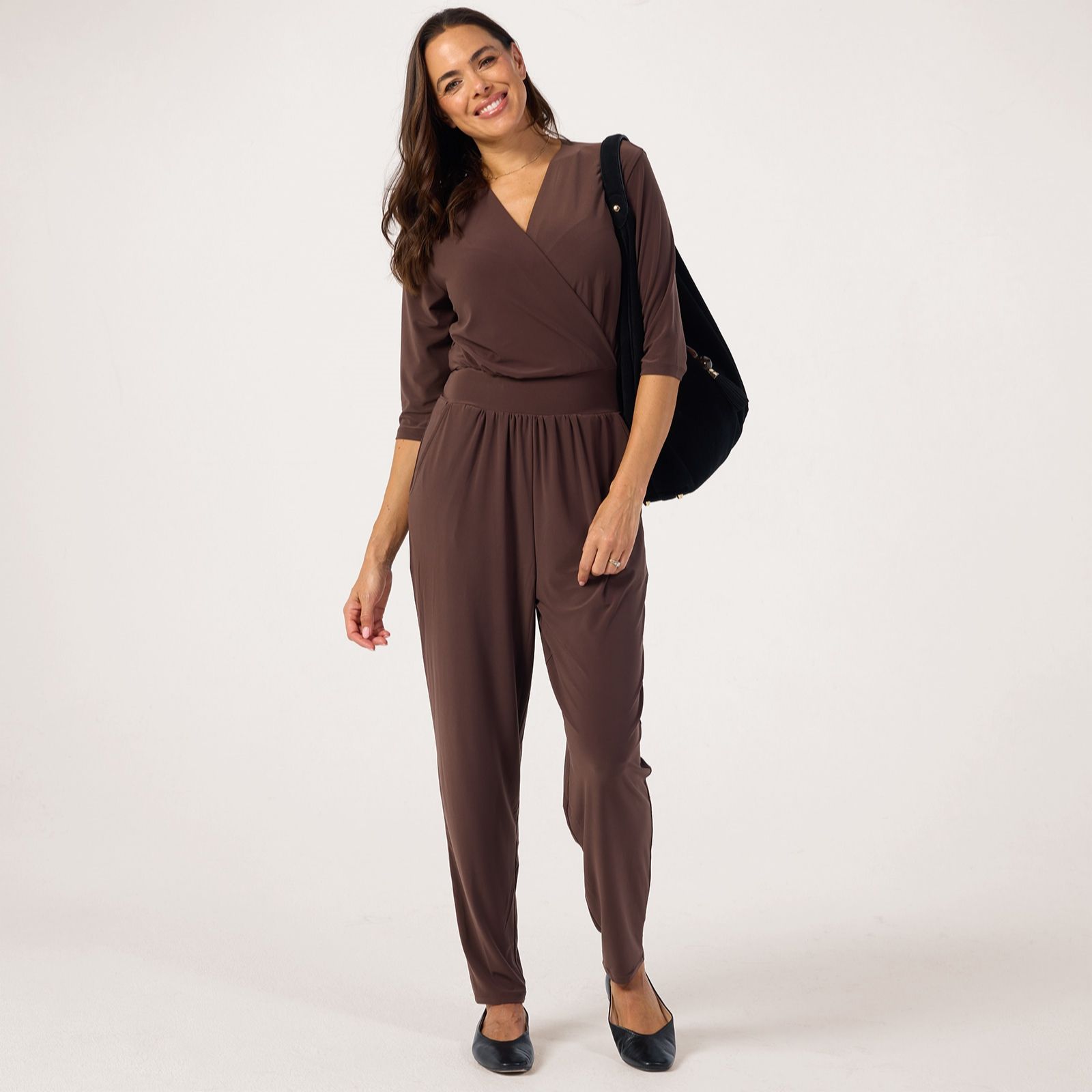 Kim & Co Deluxe Brazil 3/4 sleeve Narrow Petite Leg Jumpsuit