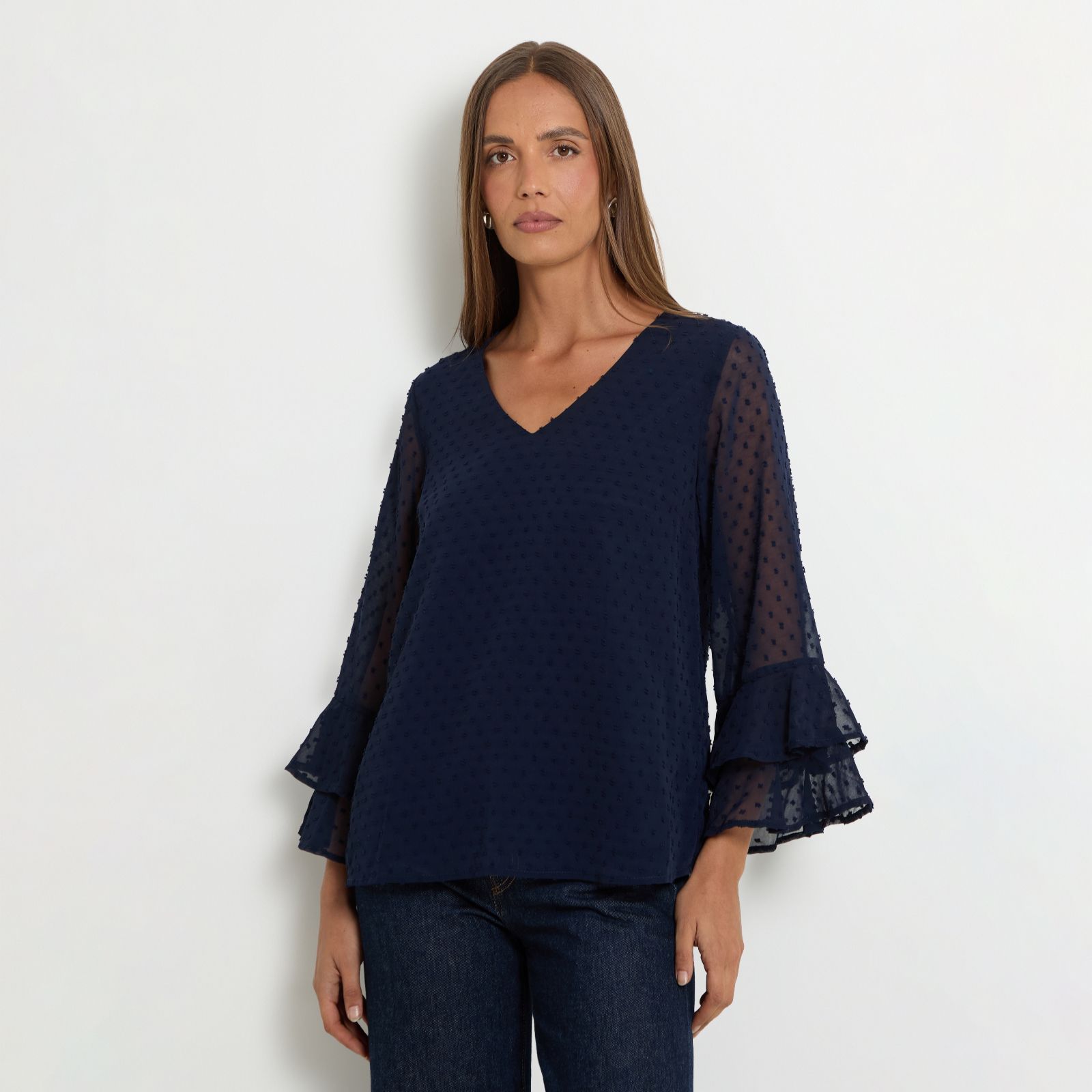Wallis Dobby Flute Sleeve Top