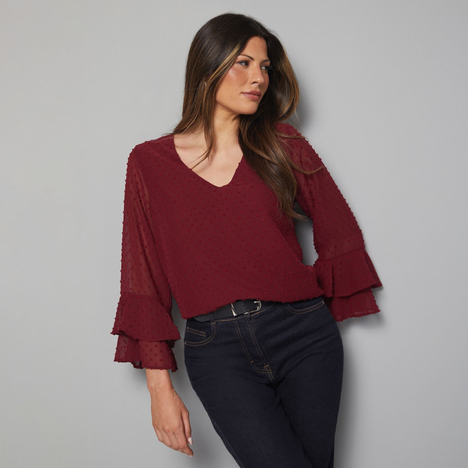 Wallis Dobby Flute Sleeve Top
